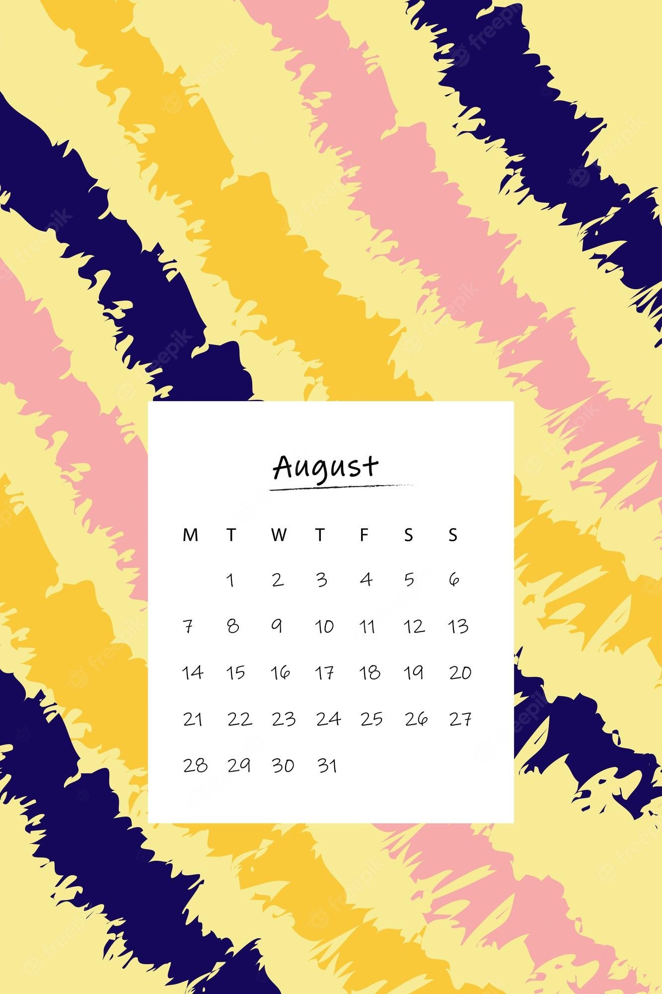 Premium Vector summer calendar design in vibrant colors august 2023 note paper calendar for august month