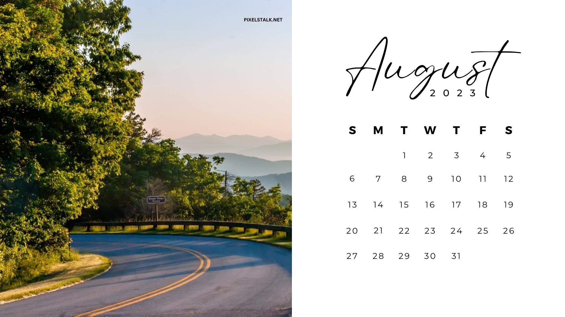 August 2023 Calendar Background for Desktop