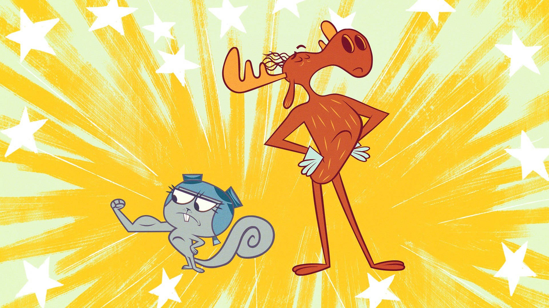 Download Classic Cartoon Duo and Bullwinkle in Action Wallpaper