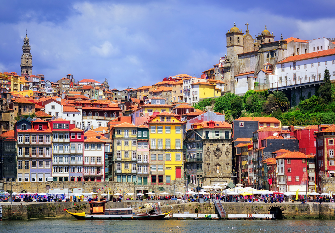 Picture Porto Portugal Pier river Houses Cities