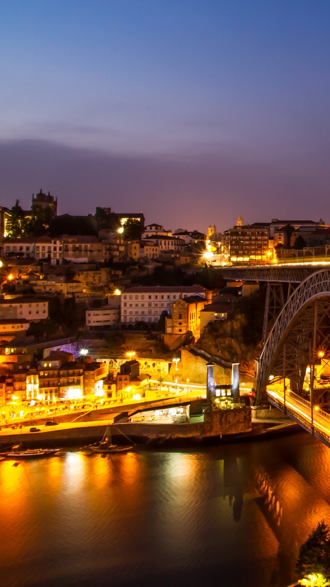 Wallpaper / Man Made Porto Phone Wallpaper, Portugal, Night, Bridge, City, River, 1080x1920 free download