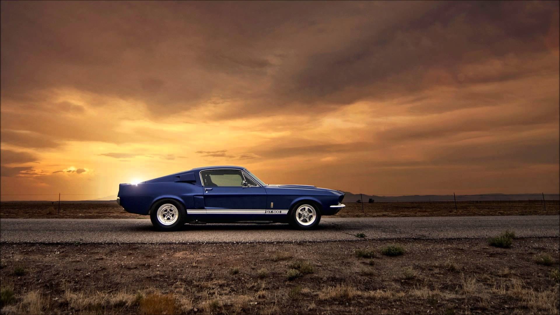 Wallpaper, sunlight, landscape, blue cars, road, Ford Mustang, sports car, screenshot, computer wallpaper, land vehicle, automotive design, automobile make, muscle car 1920x1080