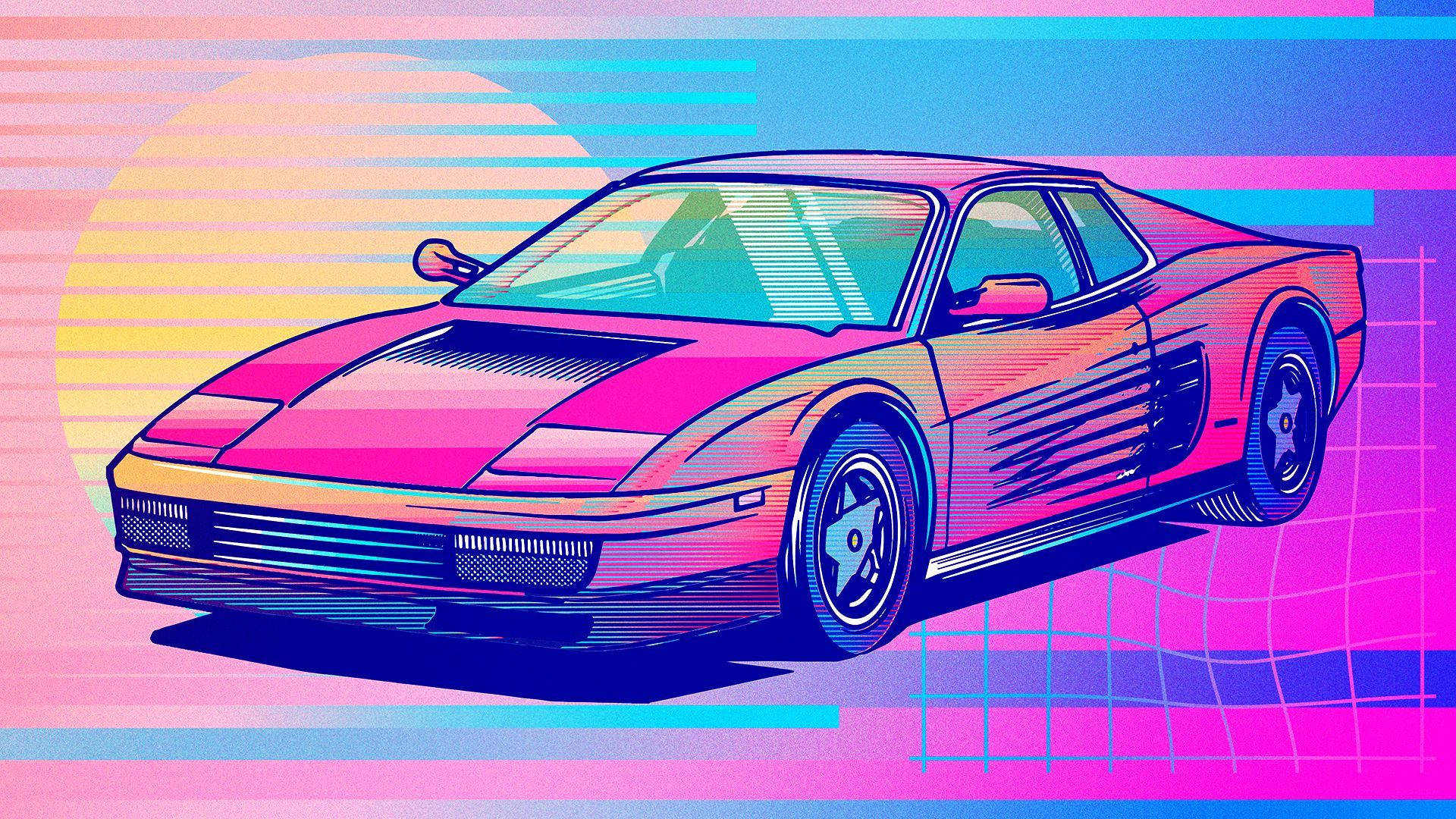 Download Pink Aesthetic Car In Pink For Computer Wallpaper