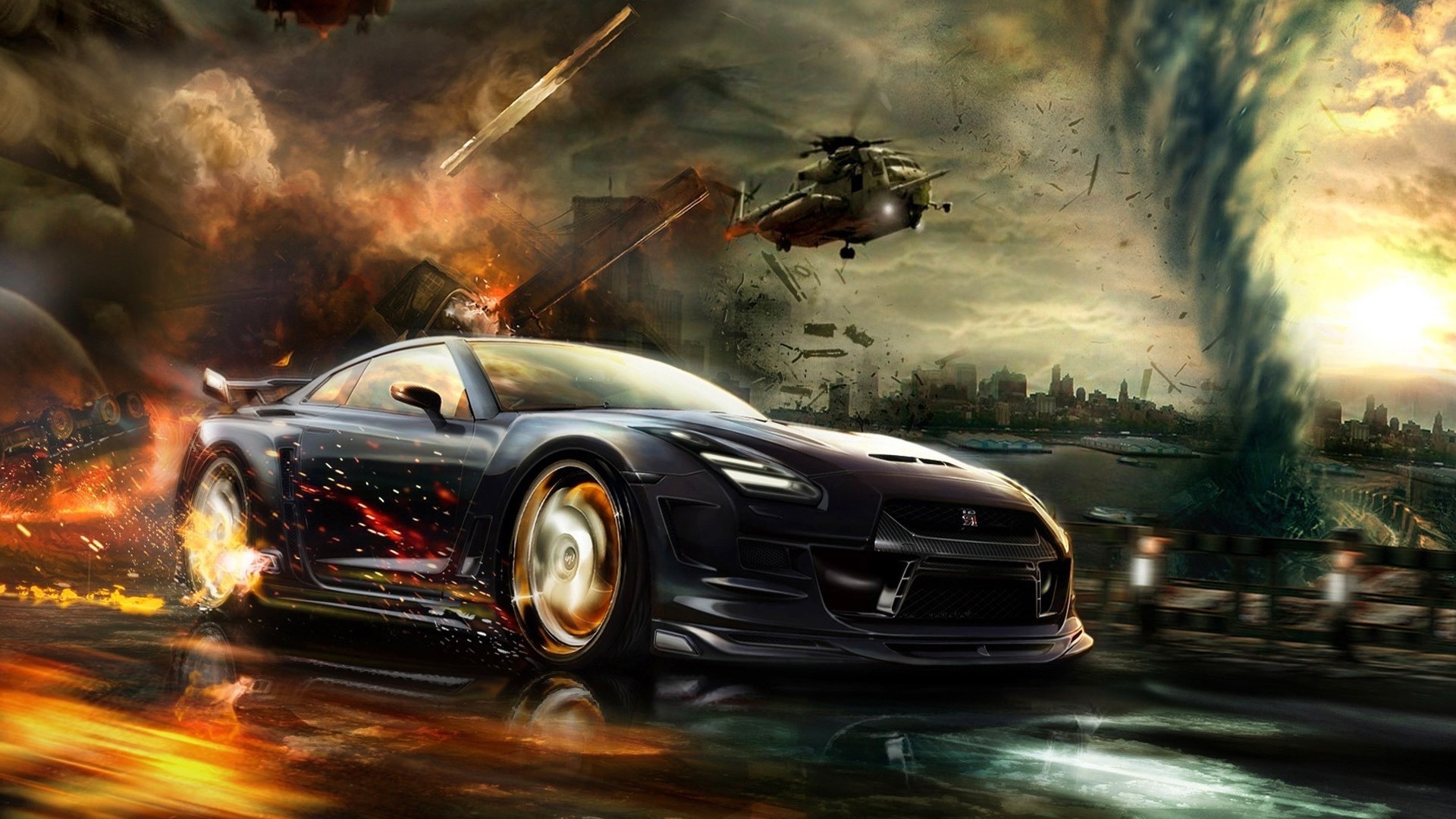 Wallpaper, sports car, Nissan GT R, performance car, supercar, screenshot, 1920x1080 px, computer wallpaper, land vehicle, automotive design, automobile make, pc game 1920x1080