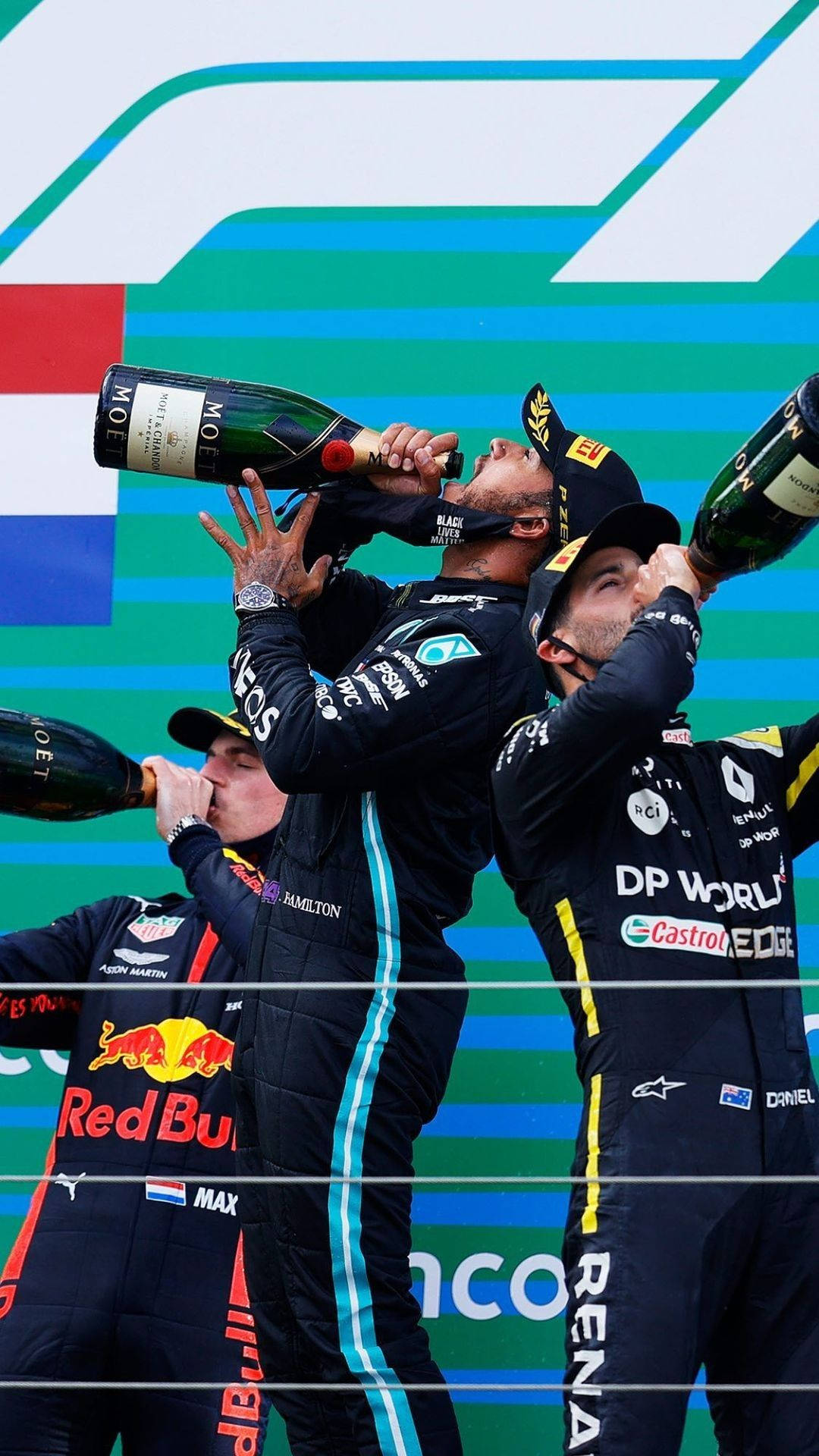 Download F1 Drivers Champagne Celebration iPhone Wallpaper
