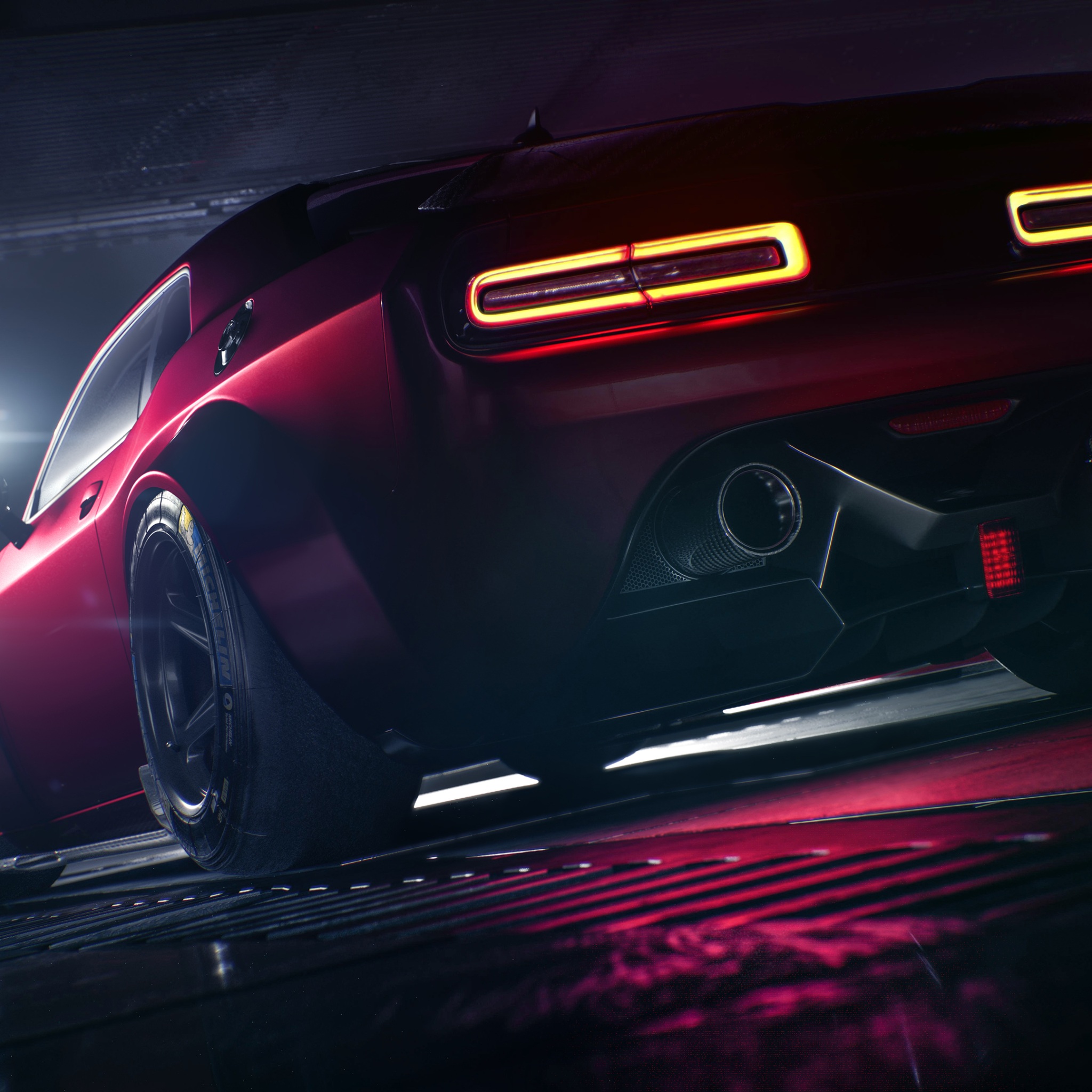 Wallpaper 4k Red Dodge Challenger Rear 4k Wallpaper