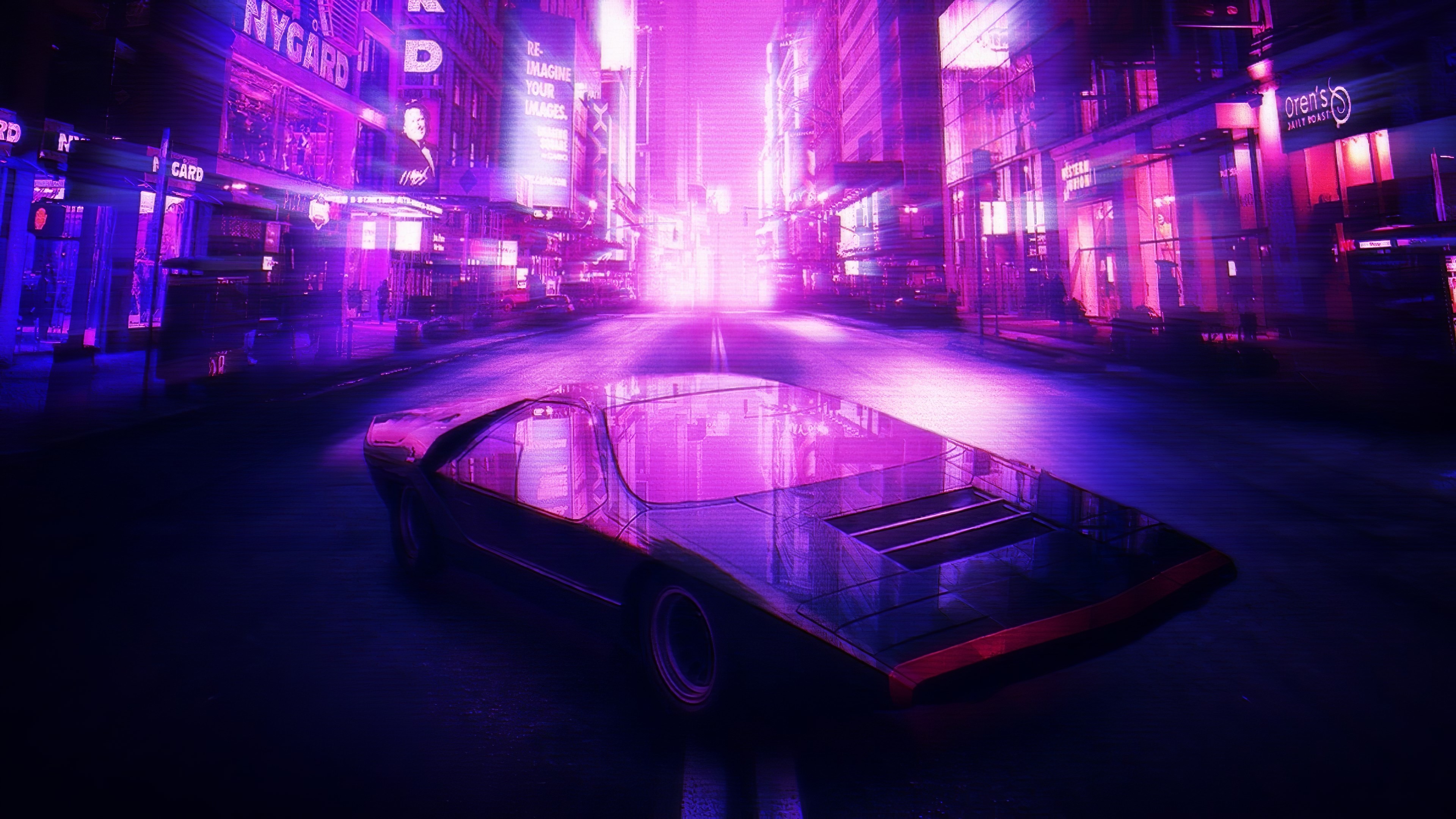 Wallpaper / neon, cars, artist, artwork, digital art, hd, 4k free download