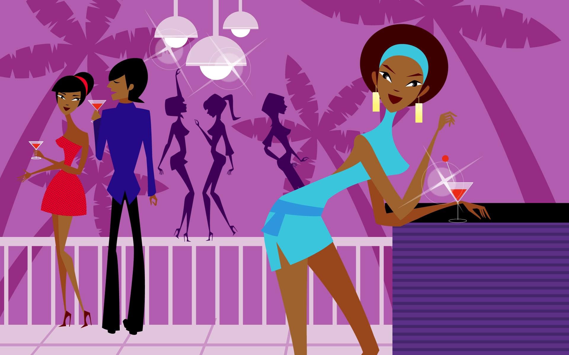 Wallpaper, girl, couple, dancing, people, disco, club, cocktail 1920x1200