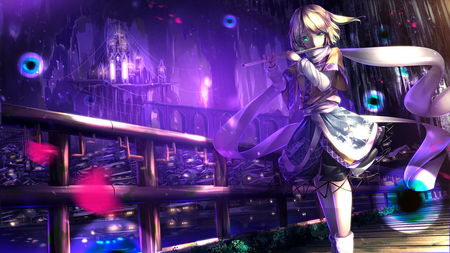 Wallpaper, night, anime girls, Touhou, disco, Mizuhashi Parsee, stage, screenshot, nightclub, music venue 1778x1000