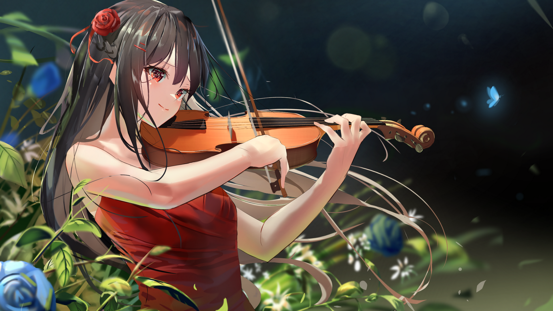 The character Kaori Miyazono with violin anime Your April lie Desktop  wallpapers 1920x1080