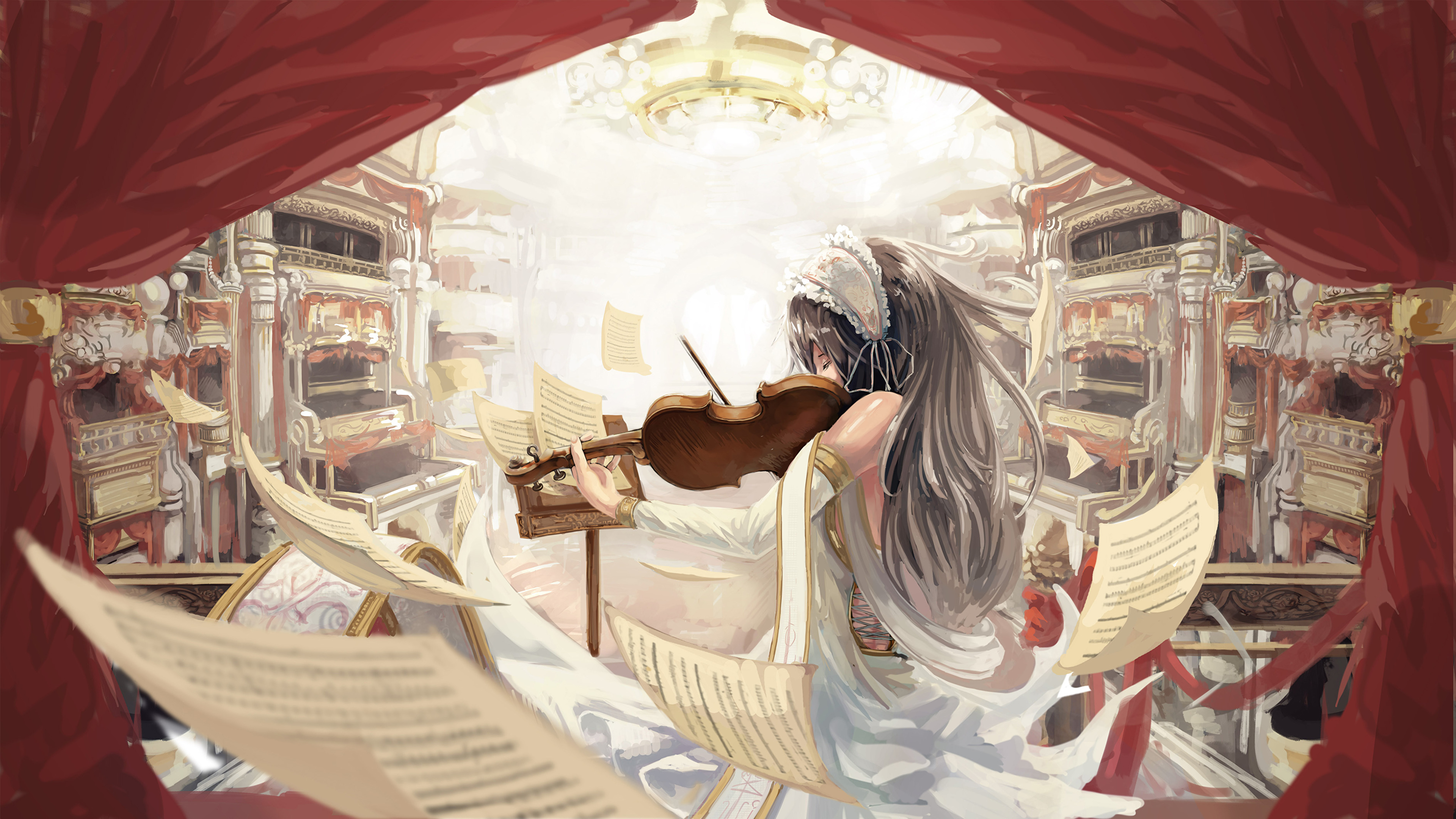 Wallpaper Violin, Anime, Illustration, Art, Anime Music Video, Background Free Image