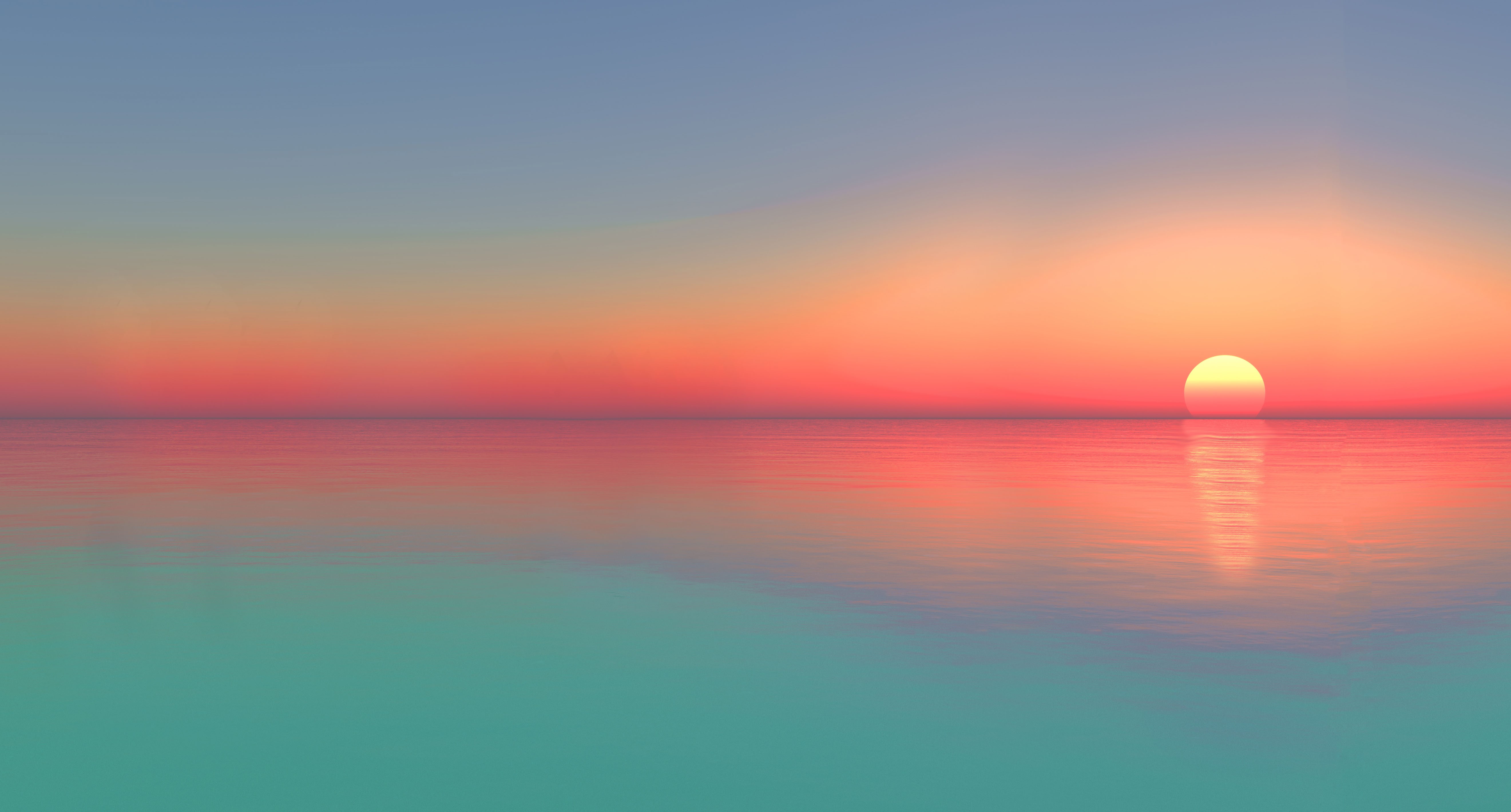 4K, artwork, digital art, sunset, calm, sea Gallery HD Wallpaper