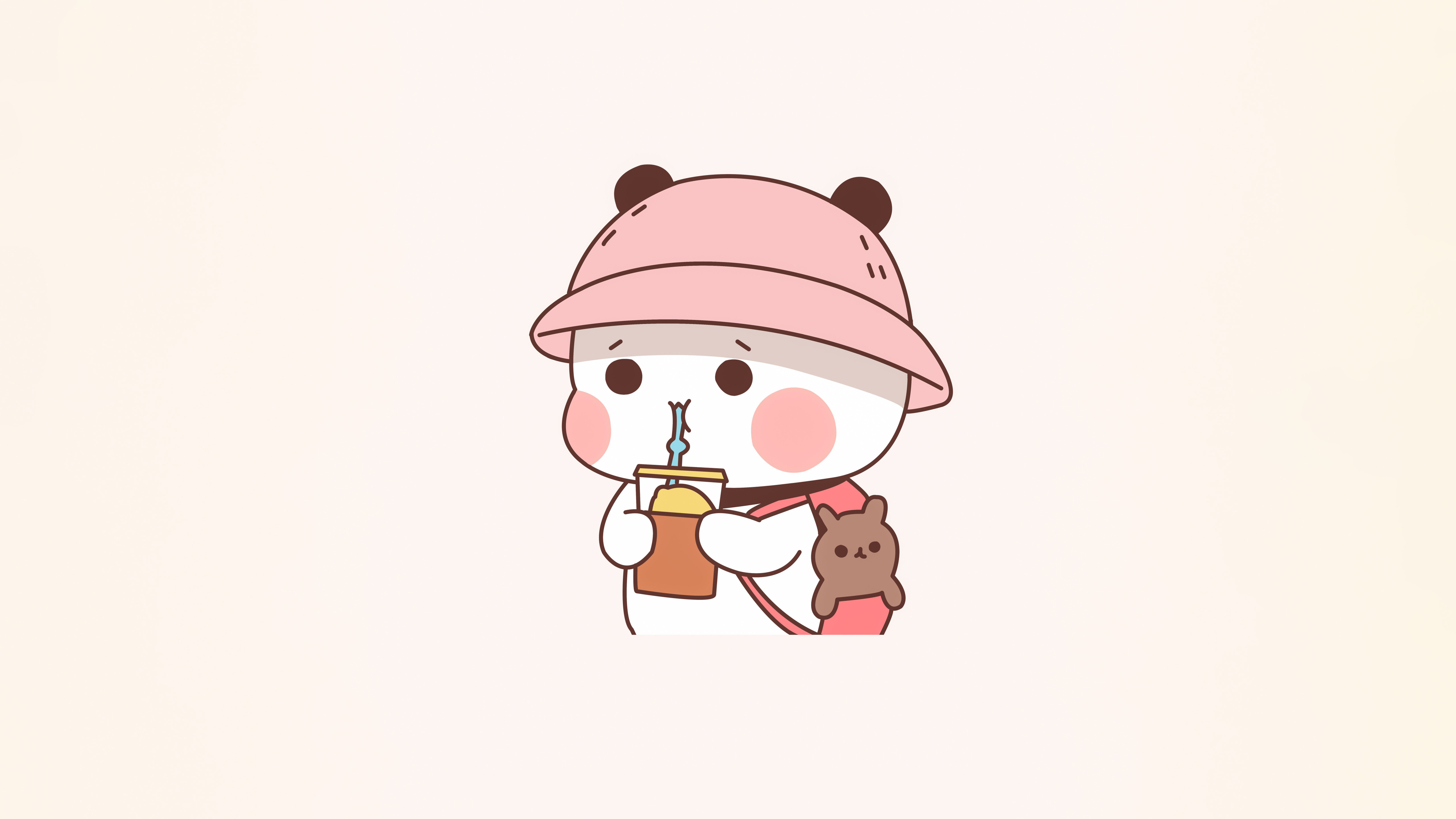 Peach cat Wallpaper 4K, Kawaii cat, 5K, Adorable, Cartoon