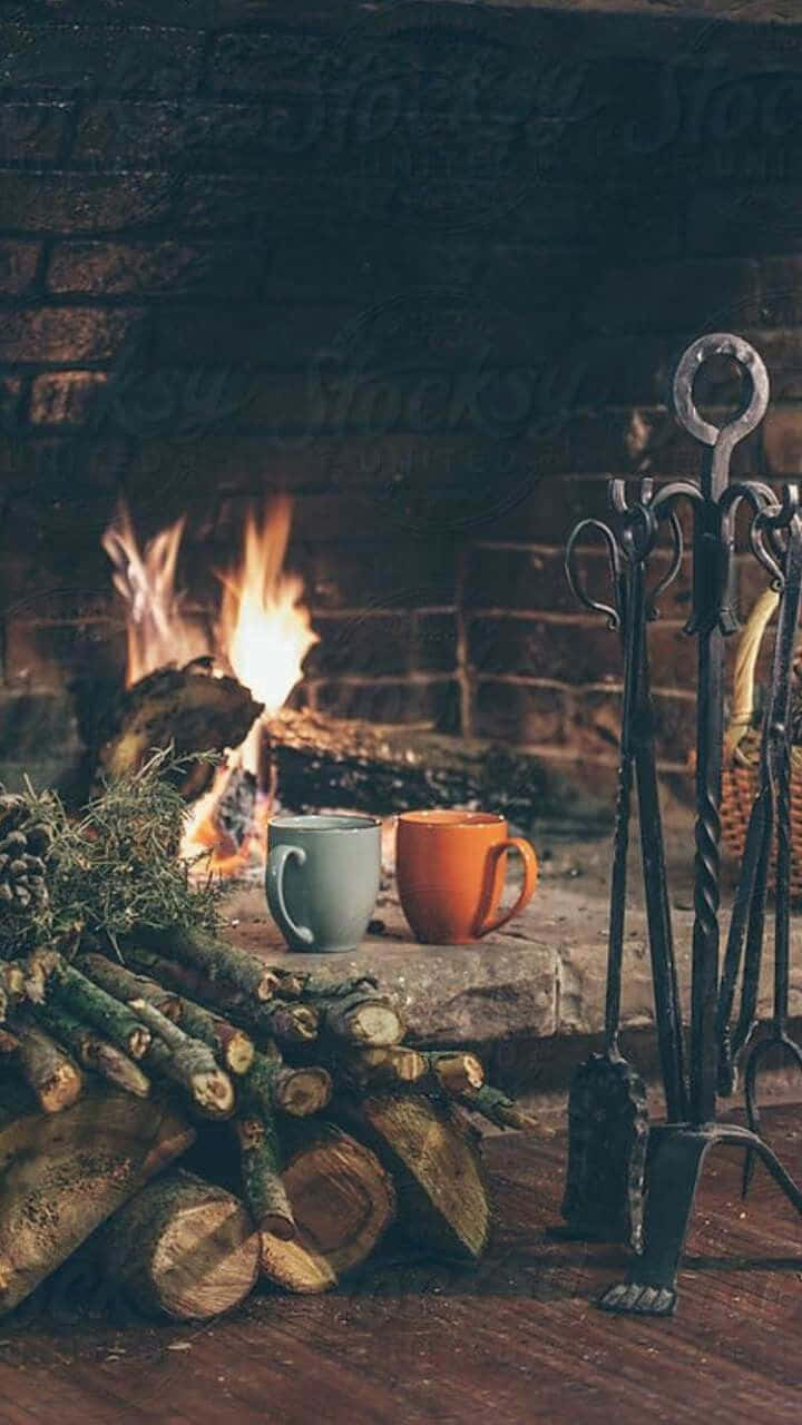 Cozy Fireplace iPhone Wallpaper