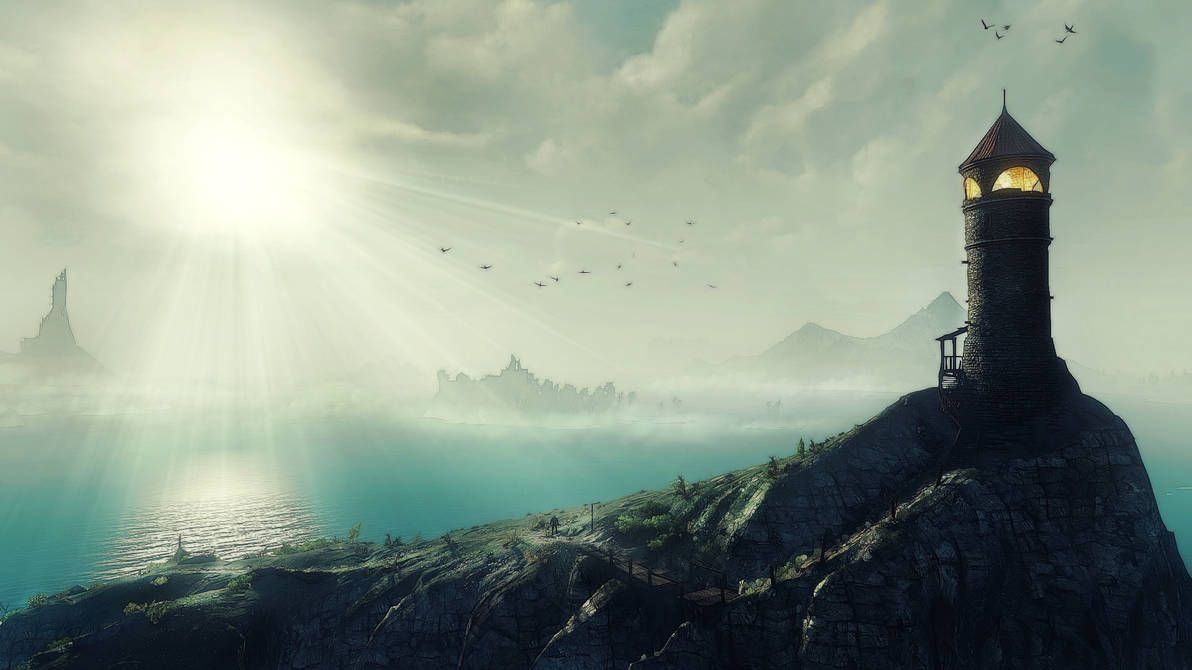 Lighthouse Skellige, Witcher. Fantasy aesthetic, Lighthouse, Landscape