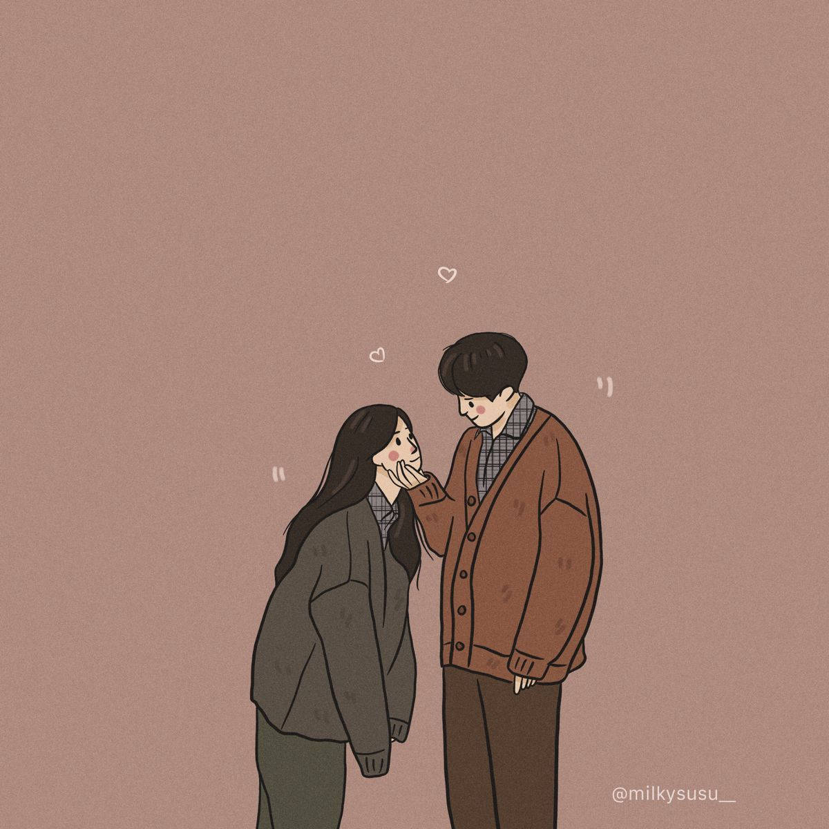 Cute Couple Cartoon Wallpaper