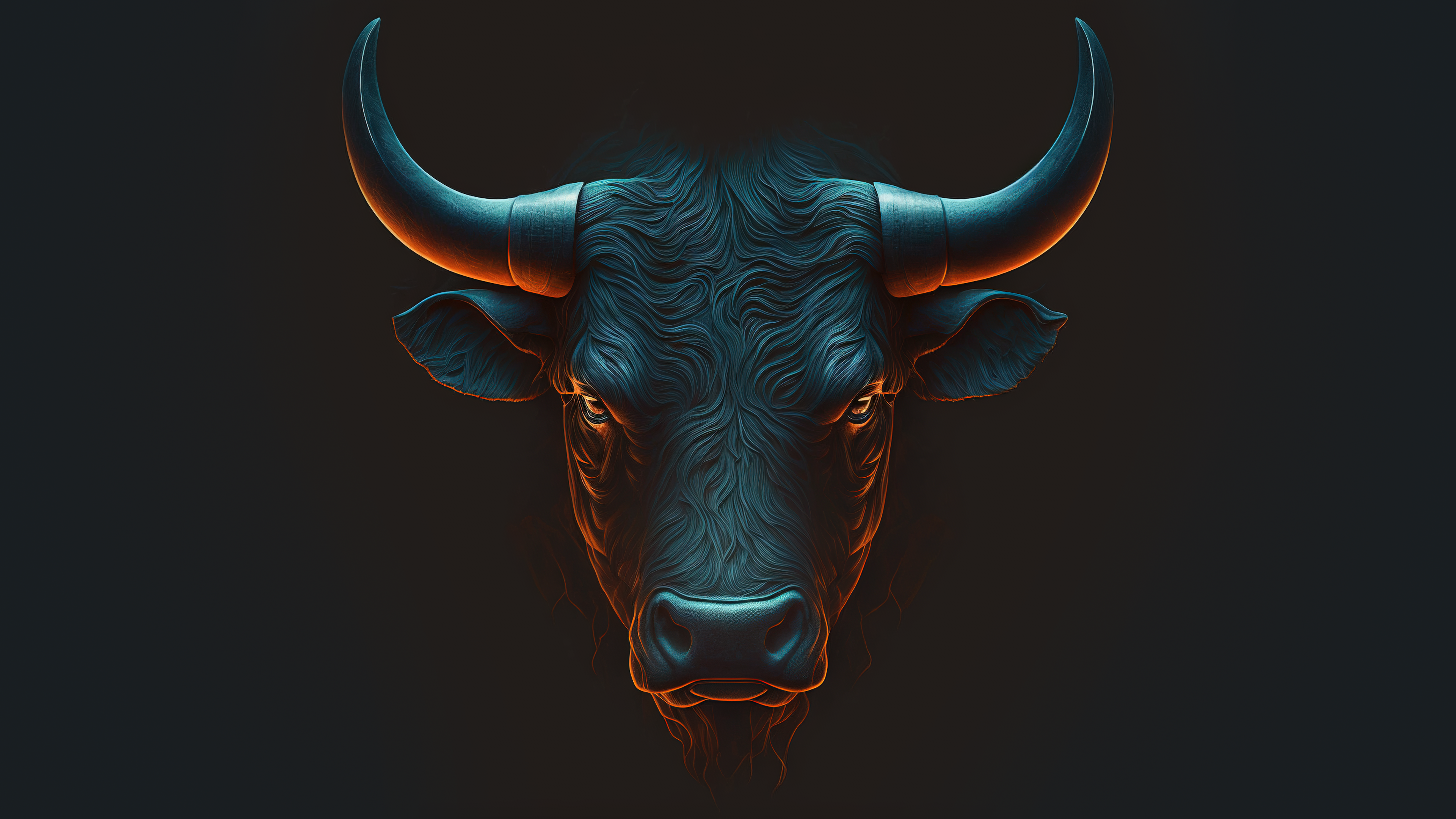 Wallpaper, Bull, animals, ai art, minimalism 3840x2160