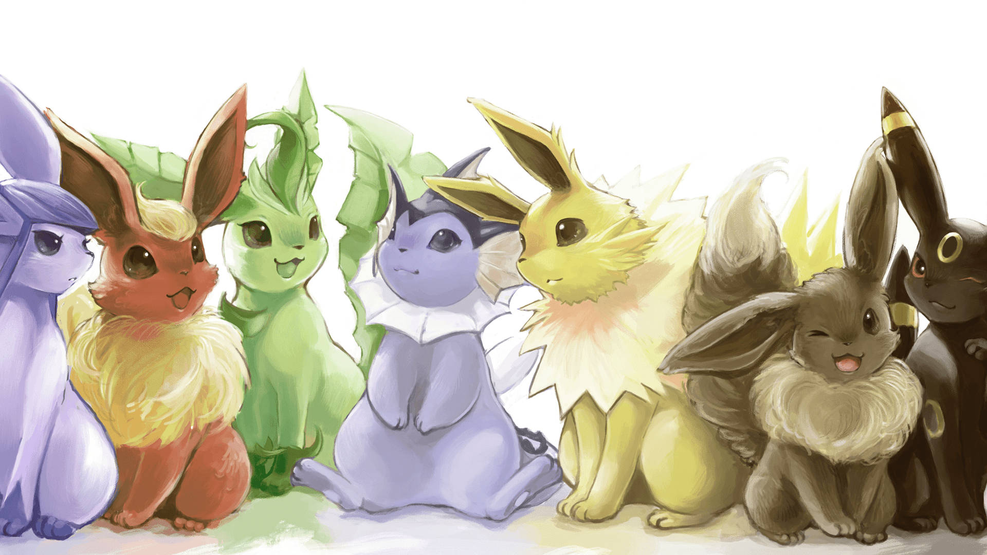 Download Majestic Illustration of Flareon in a Pokemon Ensemble Wallpaper