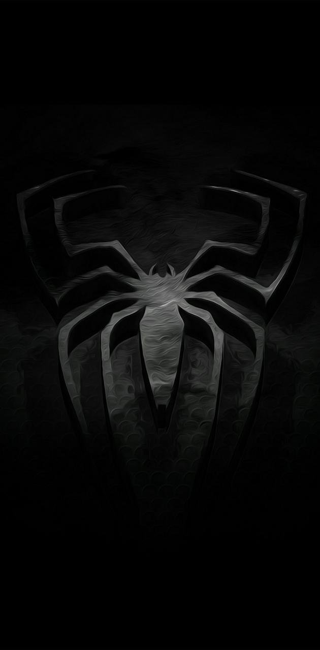 Black spiderman logo Wallpaper Download