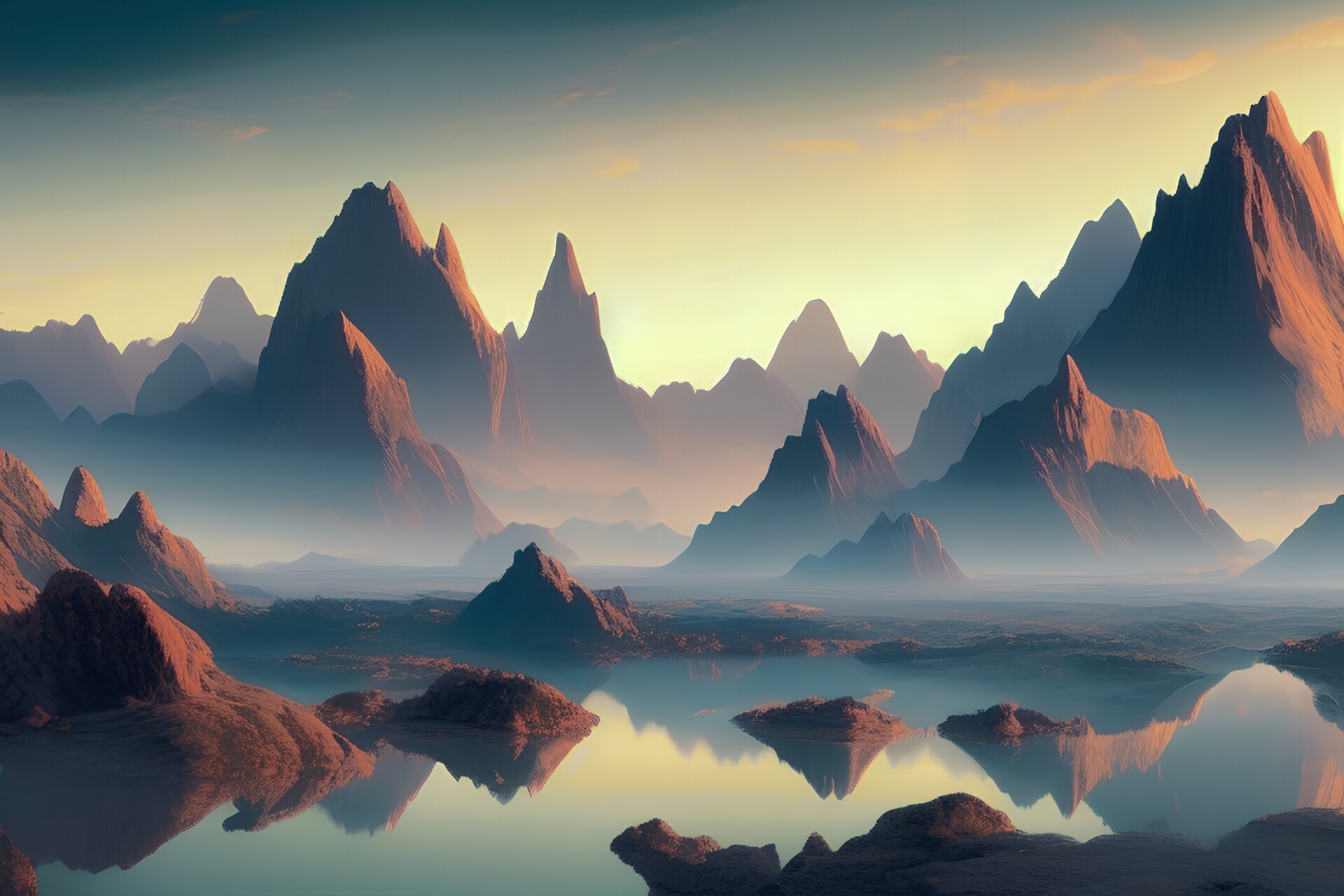 Incredible mountain landscape, desktop wallpaper