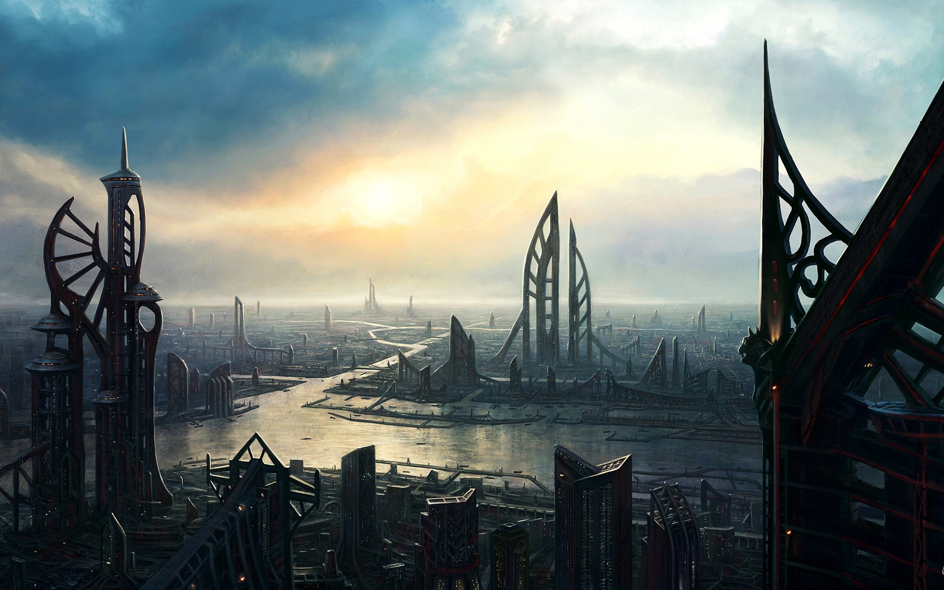 Futuristic City Hi Tech Science Fiction Aliens Alien World Futuristic City Wallpaper:1920x1200