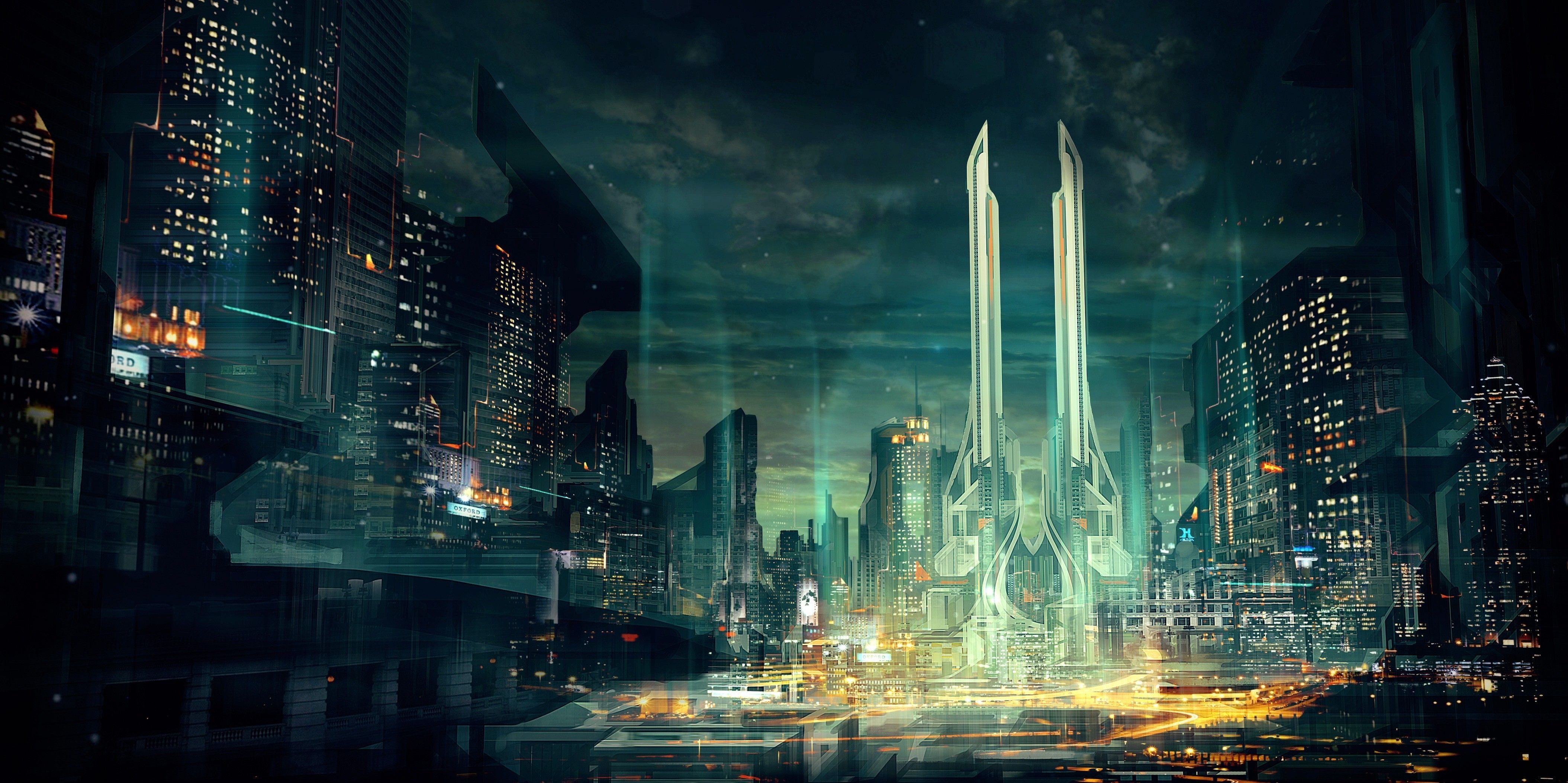Futuristic City Night Wallpaper