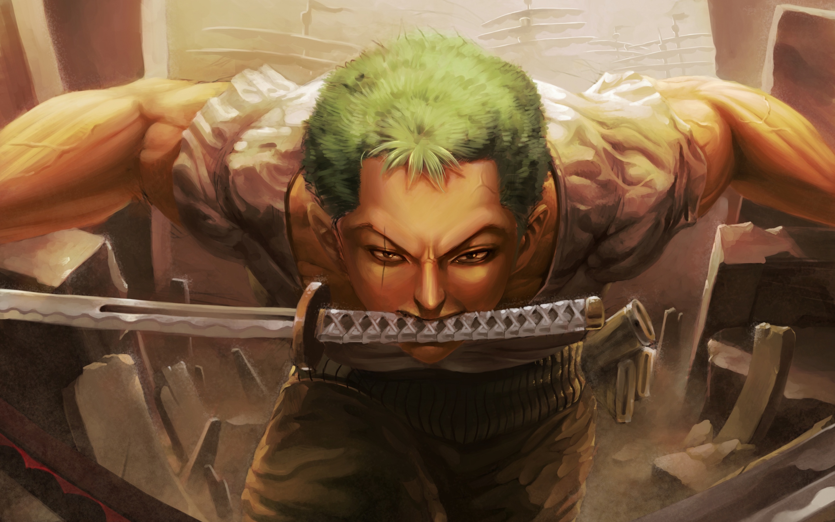 Roronoa Zoro Wallpaper 4K, Three Sword