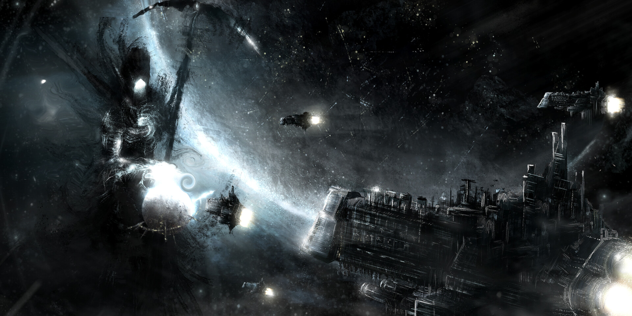 Science Fiction Space Warhammer Warhammer 30 000 Warhammer 40 000 Black White Blue Ship Spaceship Ba Wallpaper:2160x1080