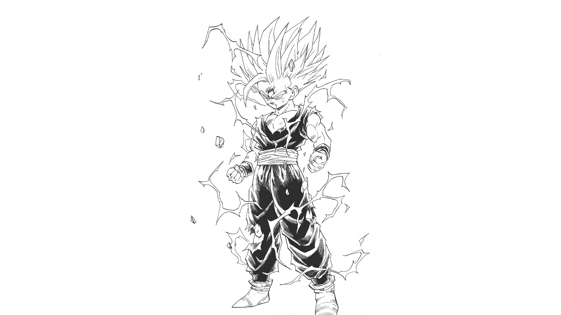 manga, Son Gohan, Gohan, Dragon Ball, Dragon Ball Z, Super Saiyan 2, simple background Gallery HD Wallpaper