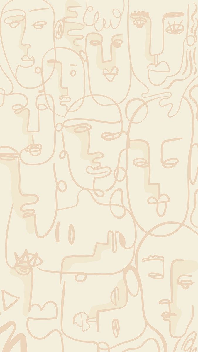 Abstract face line drawing on a beige background design resource. free image / Techi. Vintage posterler, Poster tasarımları, Soyut dövmeler