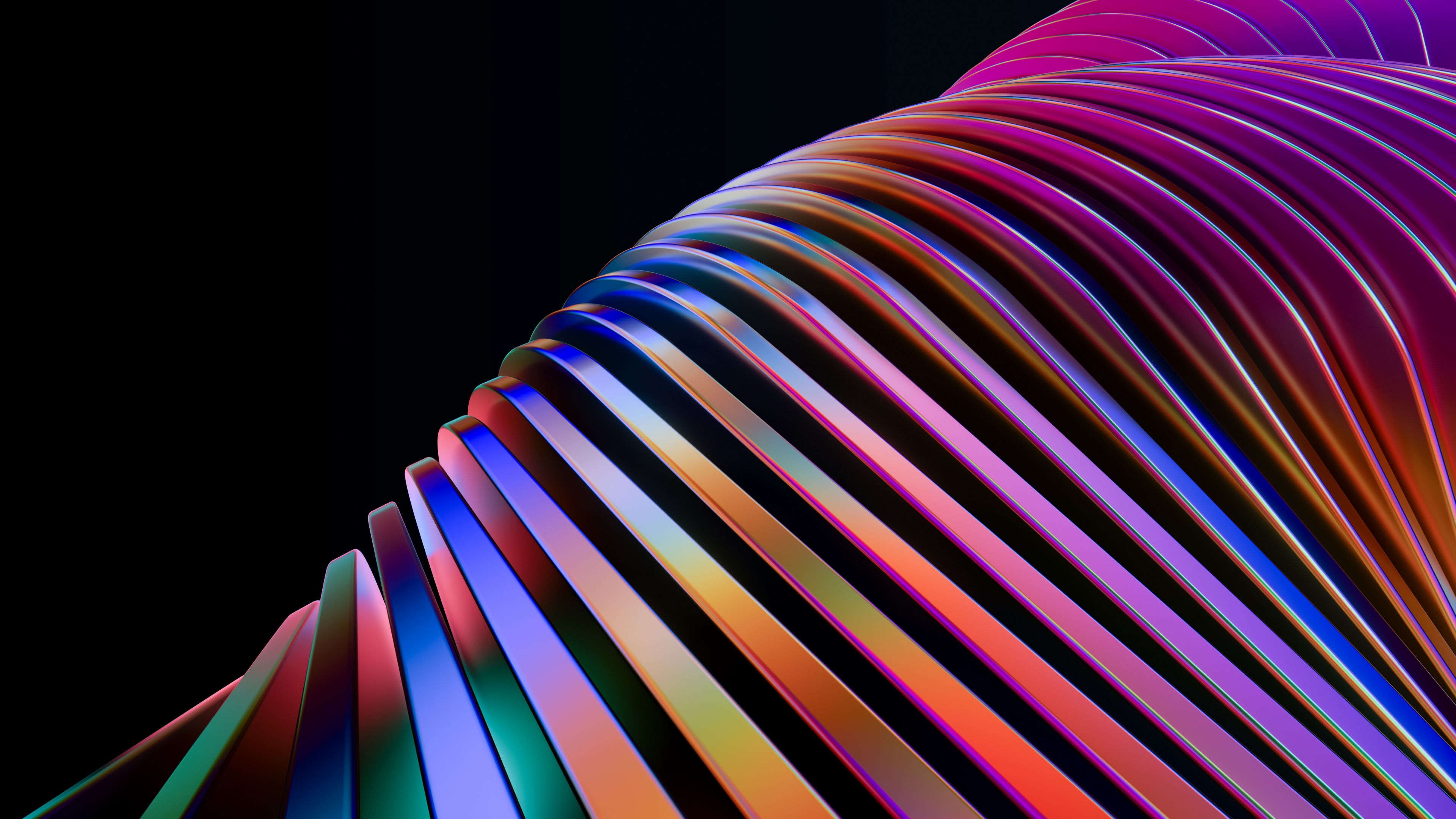 Vibrant Wallpaper 4K, Rainbow swirl, 3D Art