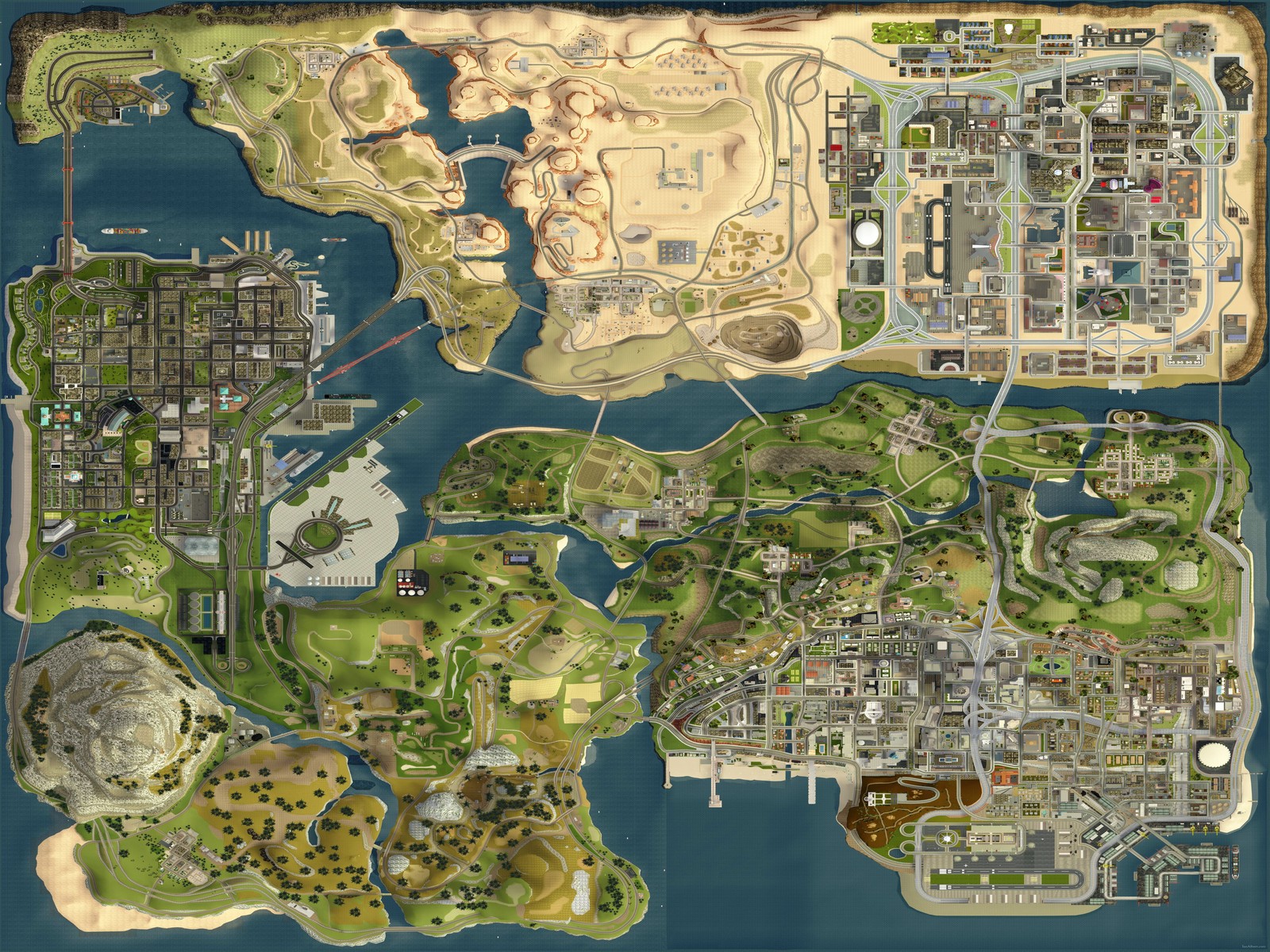 Grand Theft Auto: San Andreas HD Map Wallpaper