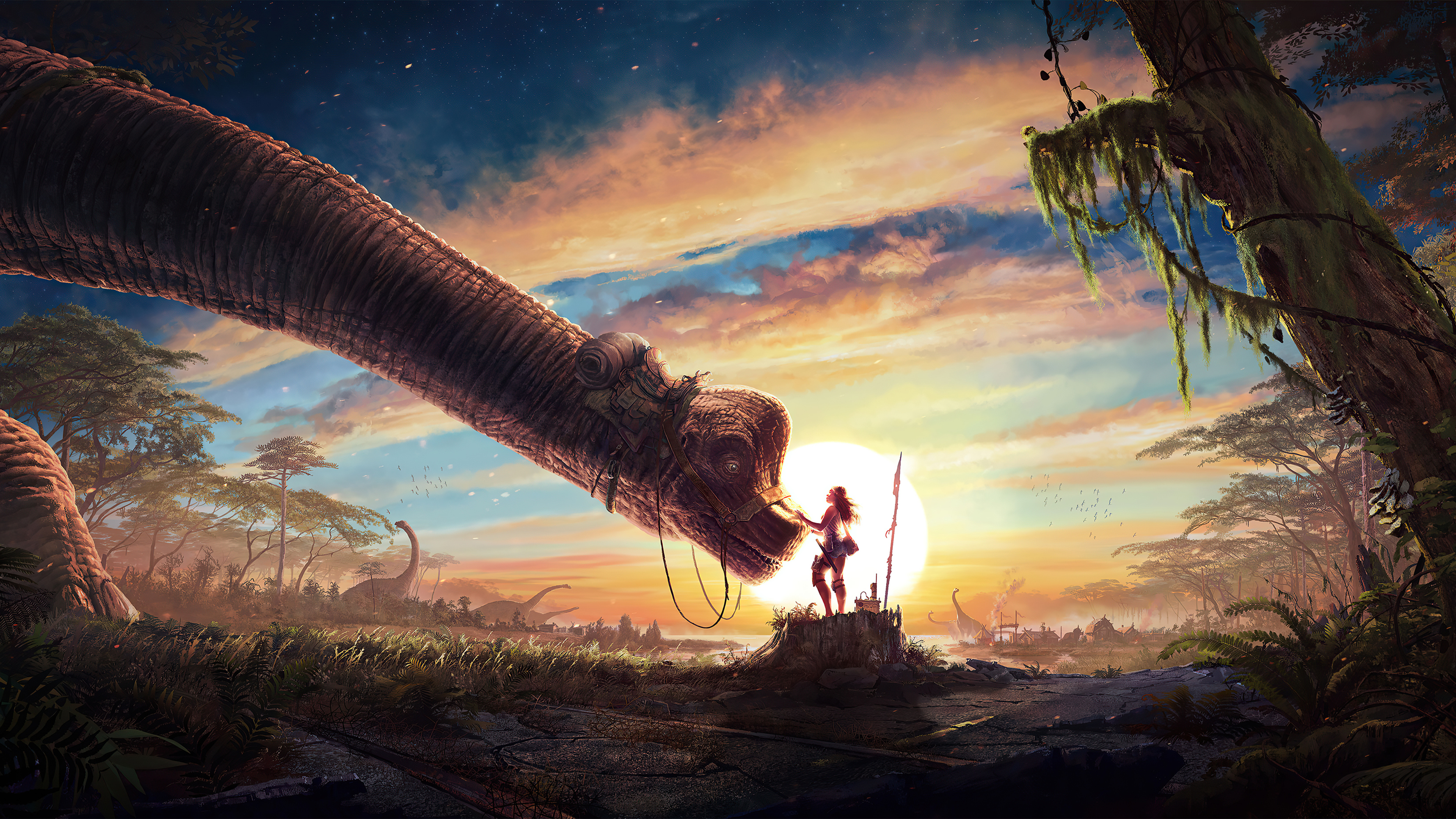 Wallpaper, dinosaurs, artwork, digital art, 4k 3840x2160