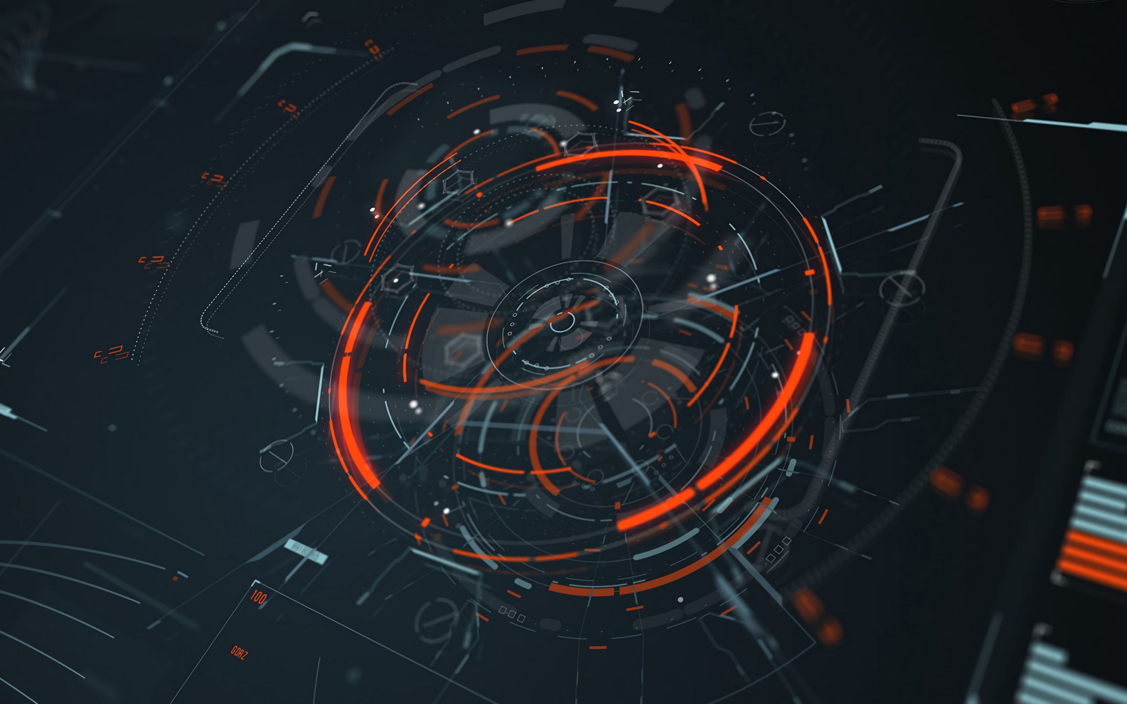 Download Wallpaper 3840x2400 Hologram, Scheme, Sci Fi, Digital, Circles, Lines, Elements 4k Ultra HD 16:10 HD Background