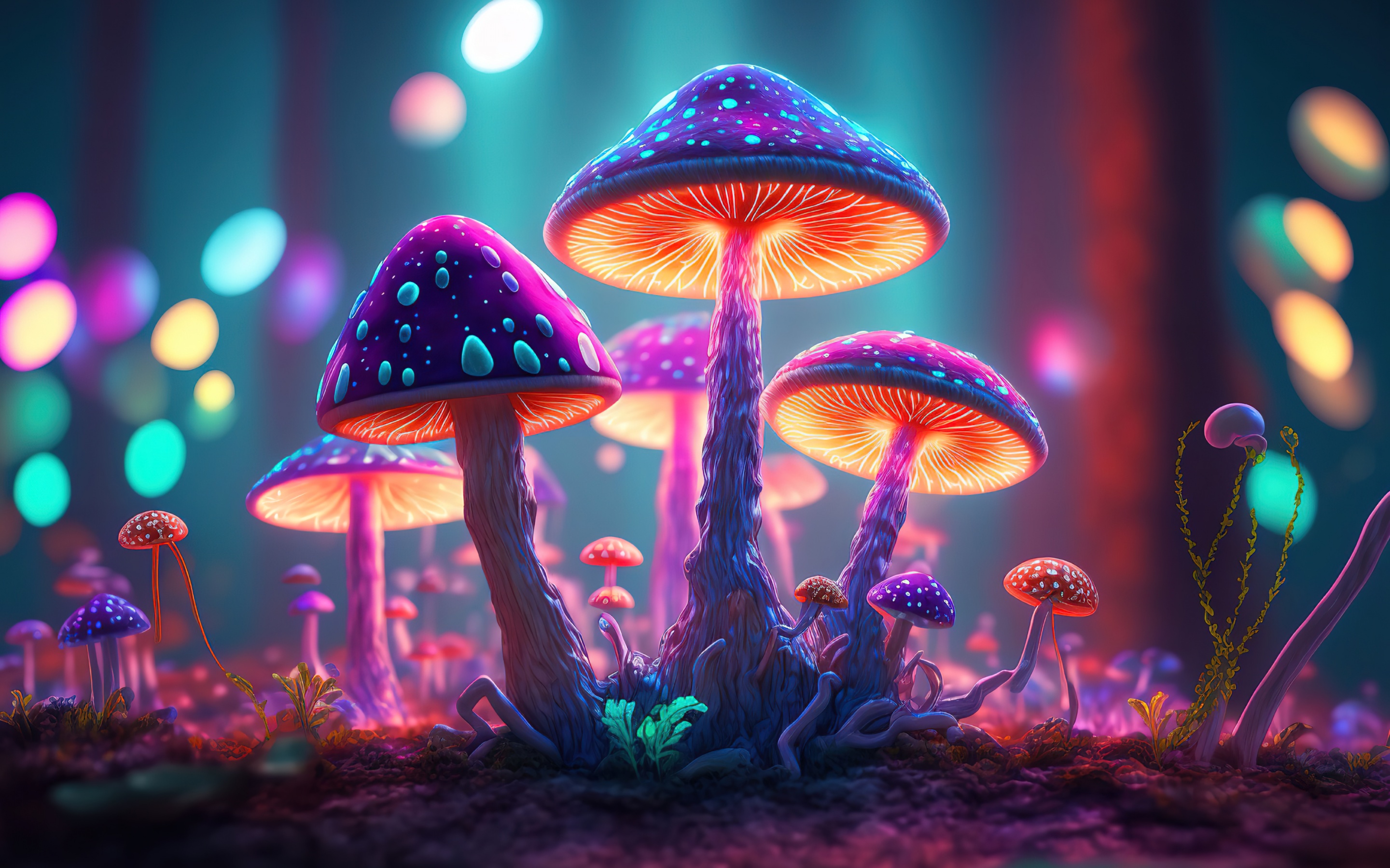 Mushrooms Wallpaper 4K, Colorful, AI art