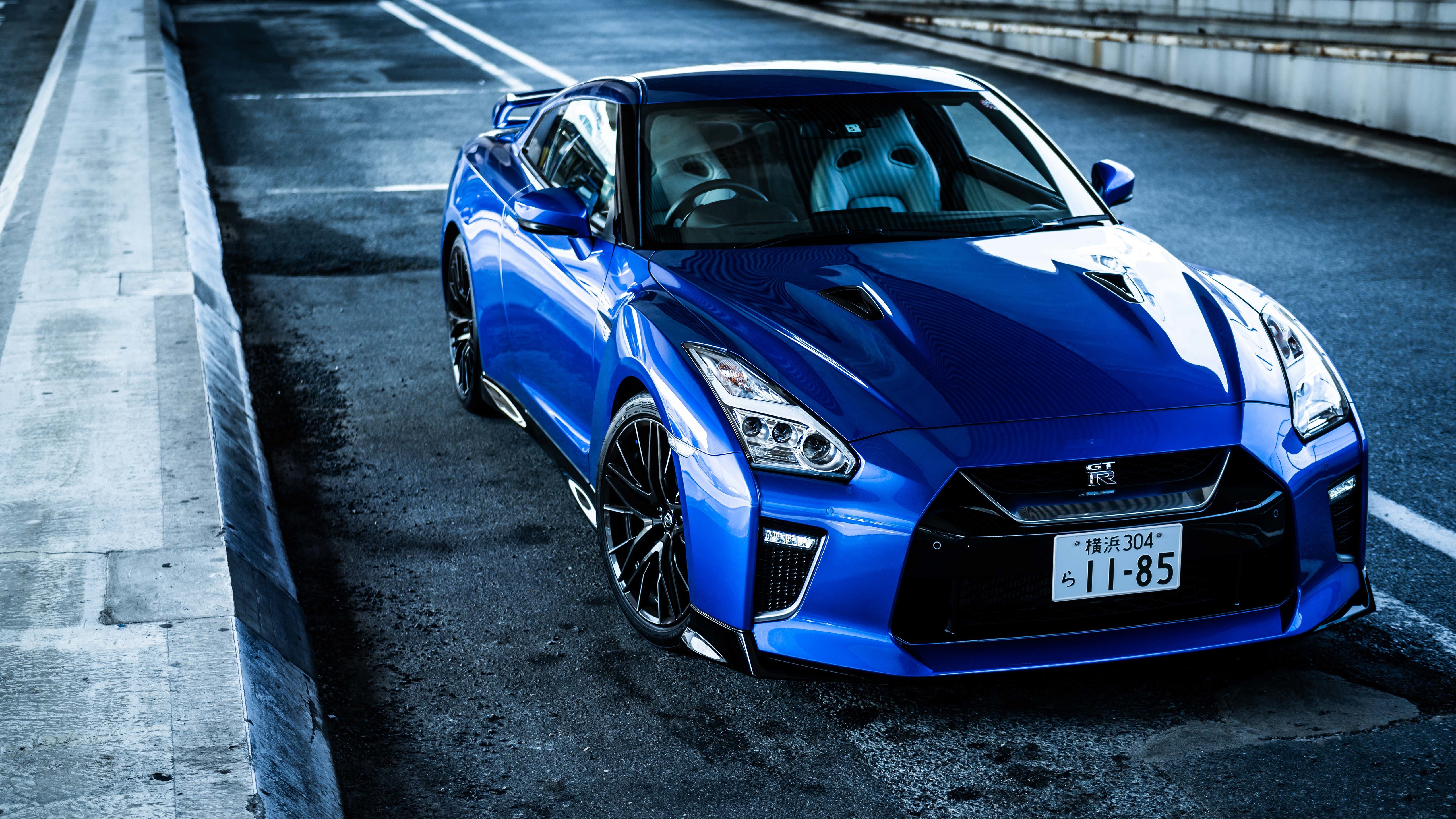4K, Blue Cars, Vehicle, Nissan GT R, Car, Supercars, Parking Lot, Nissan Gallery HD Wallpaper