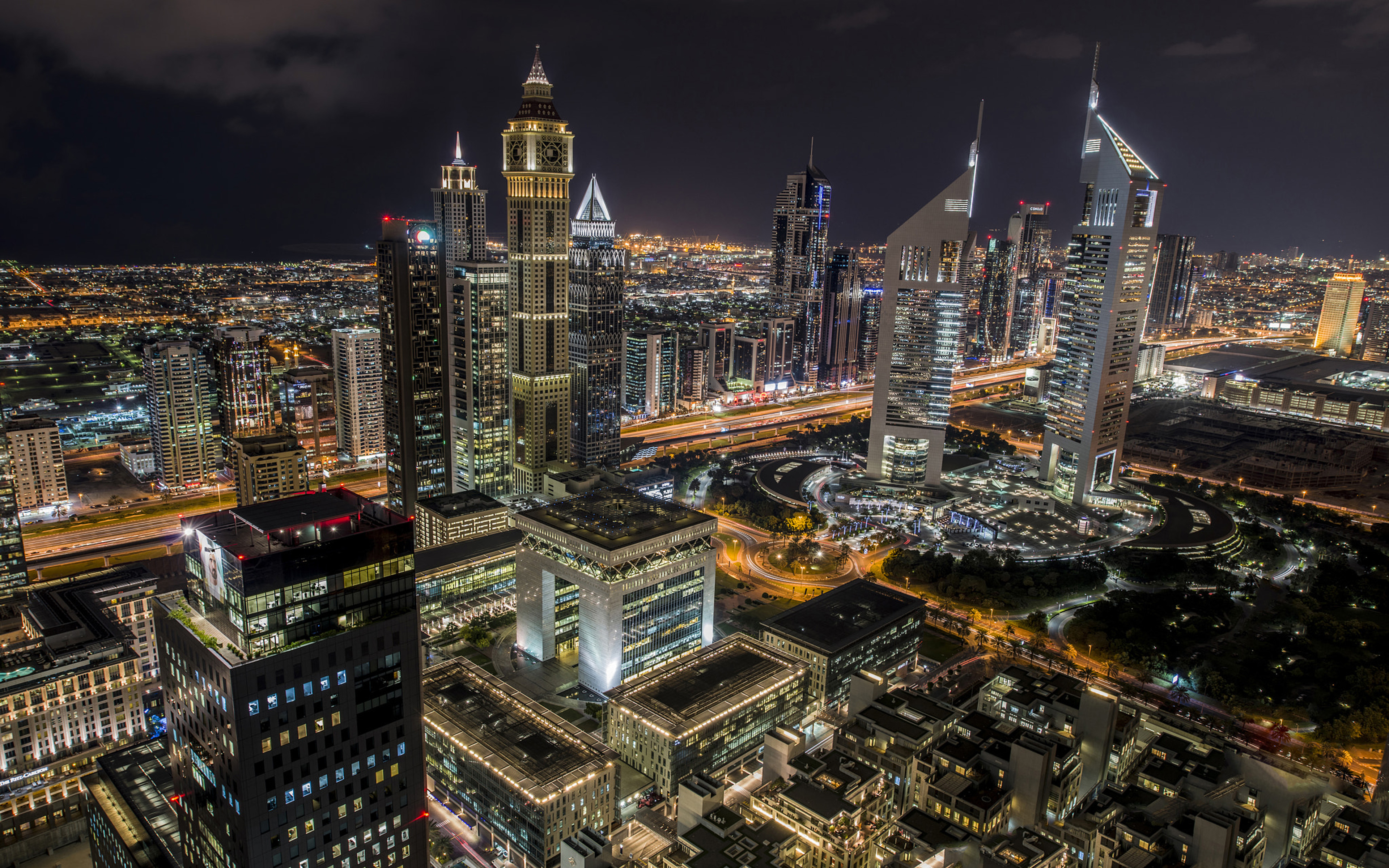 Dubai Urban Architecture United Arab Emirates Cityscapes Night Photography 4k Ultra HD Desktop Wallpaper 3840х2400, Wallpaper13.com
