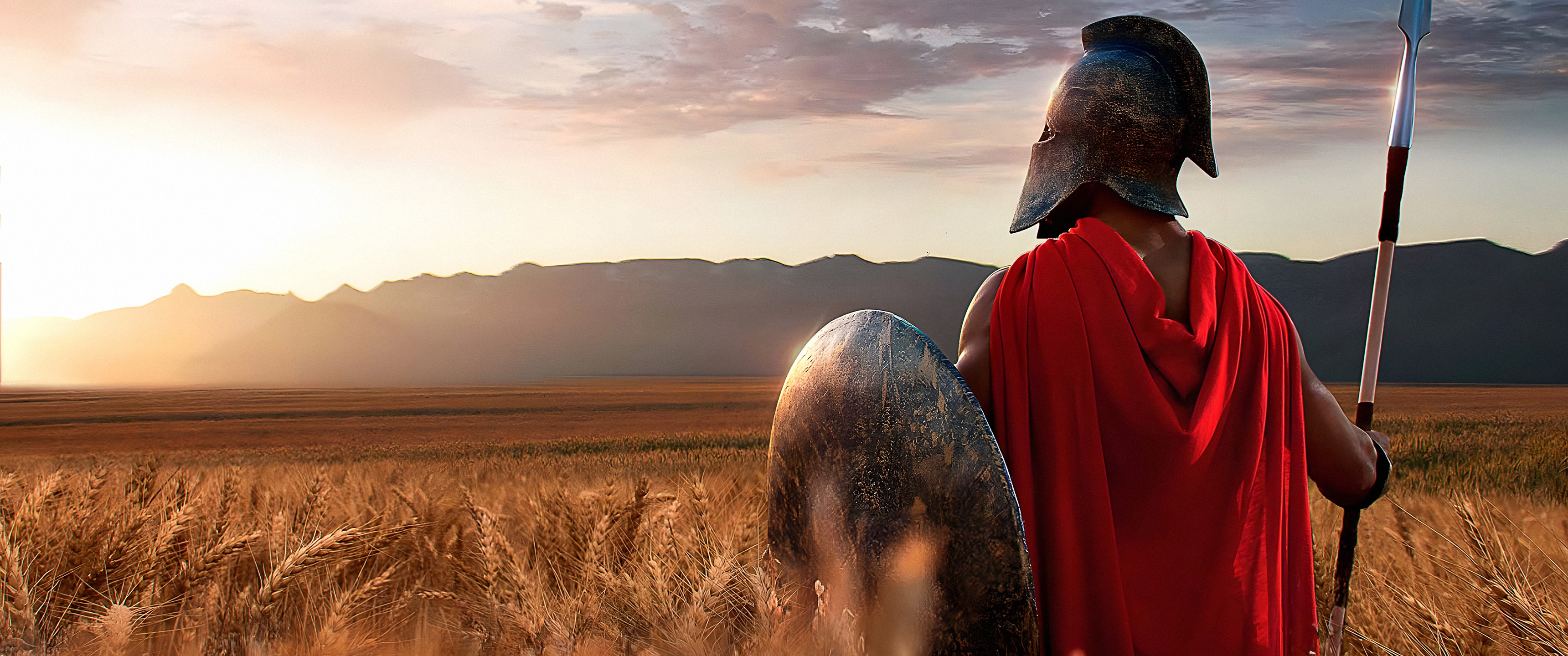 ultrawide, Sparta, Spartans, digital art, Pedro Maya, mountains, men Gallery HD Wallpaper
