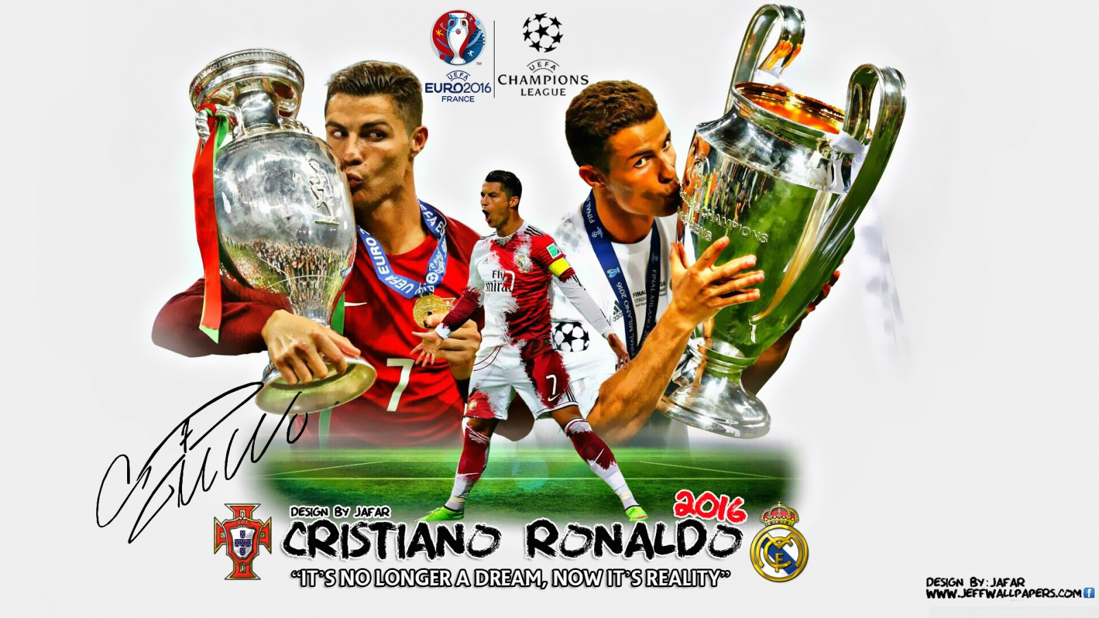 Cristiano Ronaldo With UCL Trophy Wallpaper
