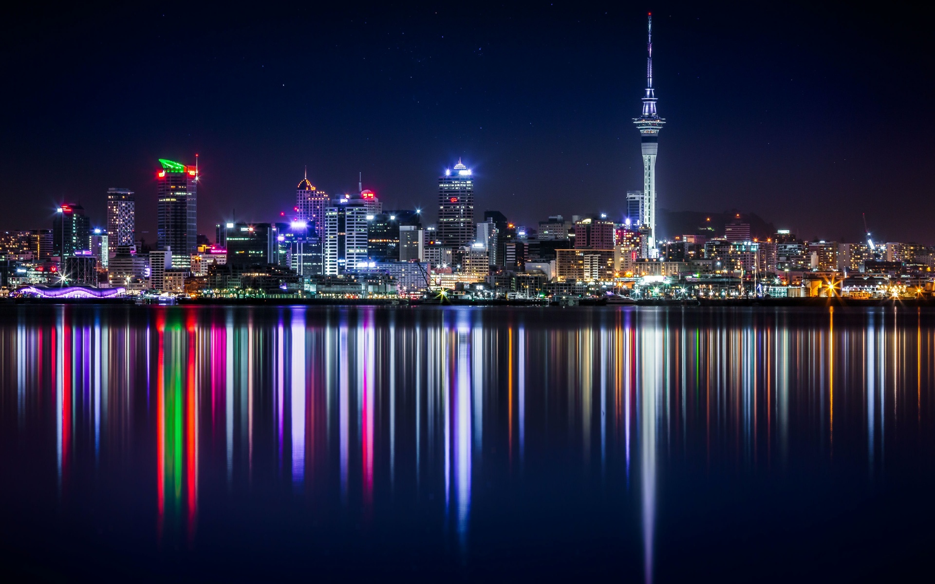 Auckland Wallpaper 4K, Cityscape, Night, City lights