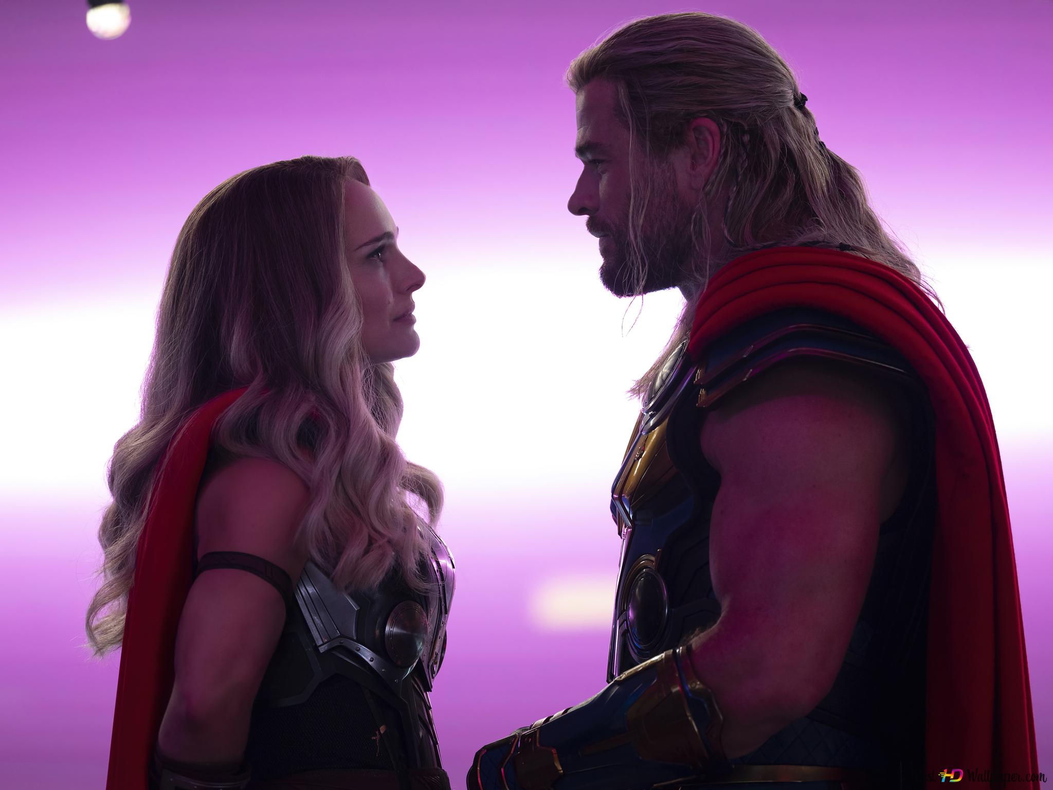Thor: Love and Thunder Portman & Chris Hemsworth 4K wallpaper download