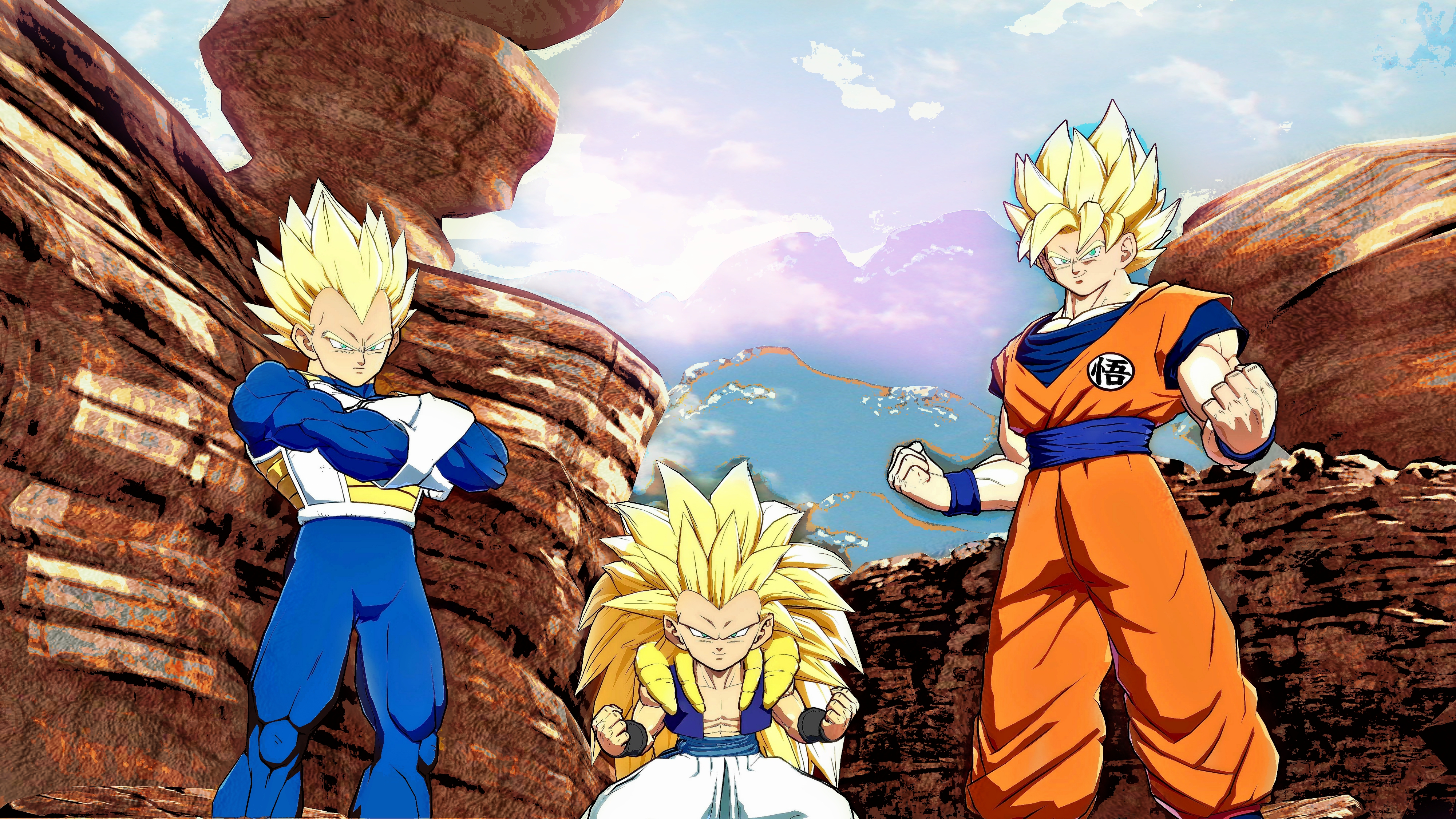 Gotenks Vegeta and Goku 4K Wallpaper