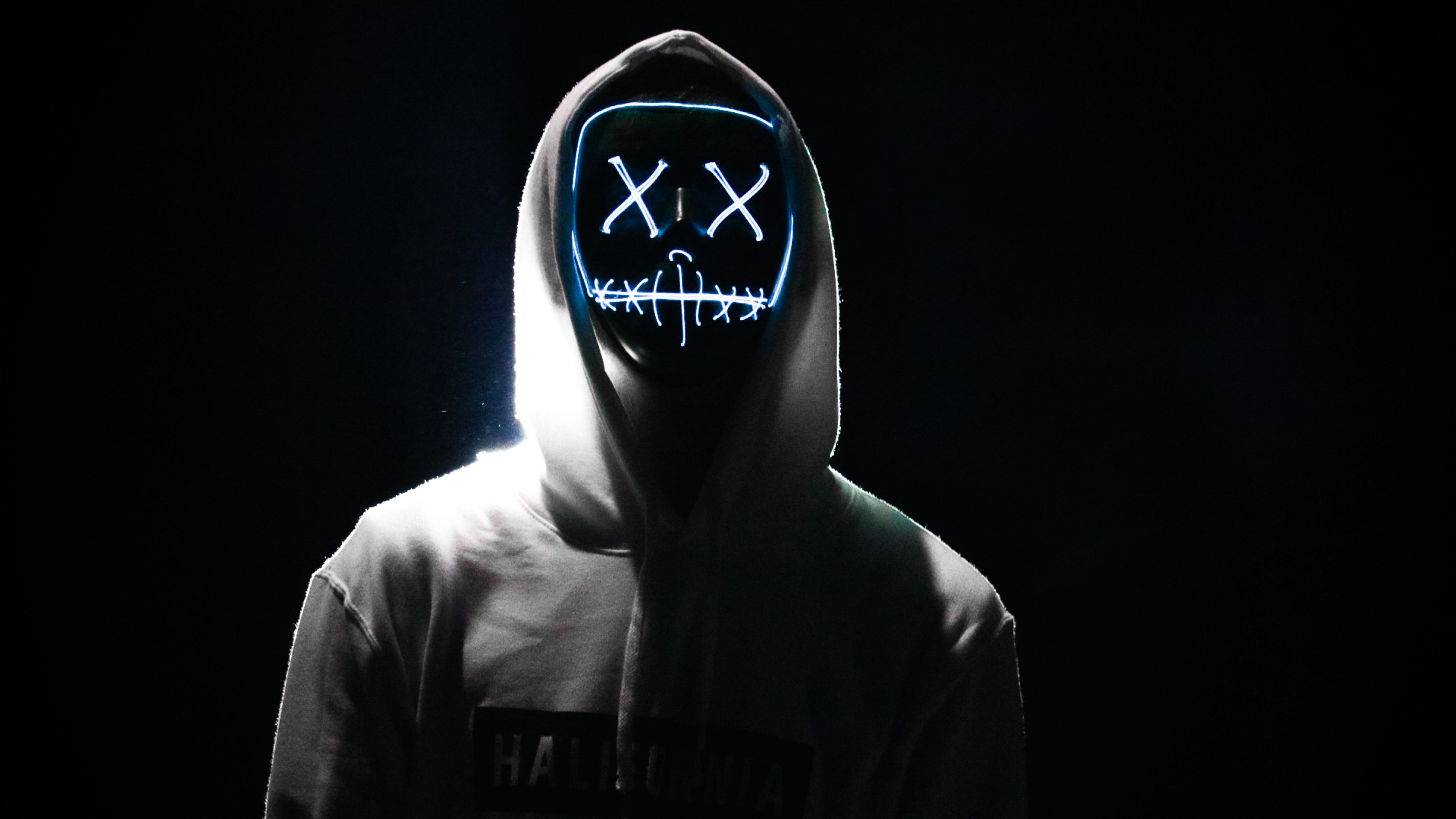 LED mask Wallpaper 4K, Dope, Night, Anonymous, Hoodie