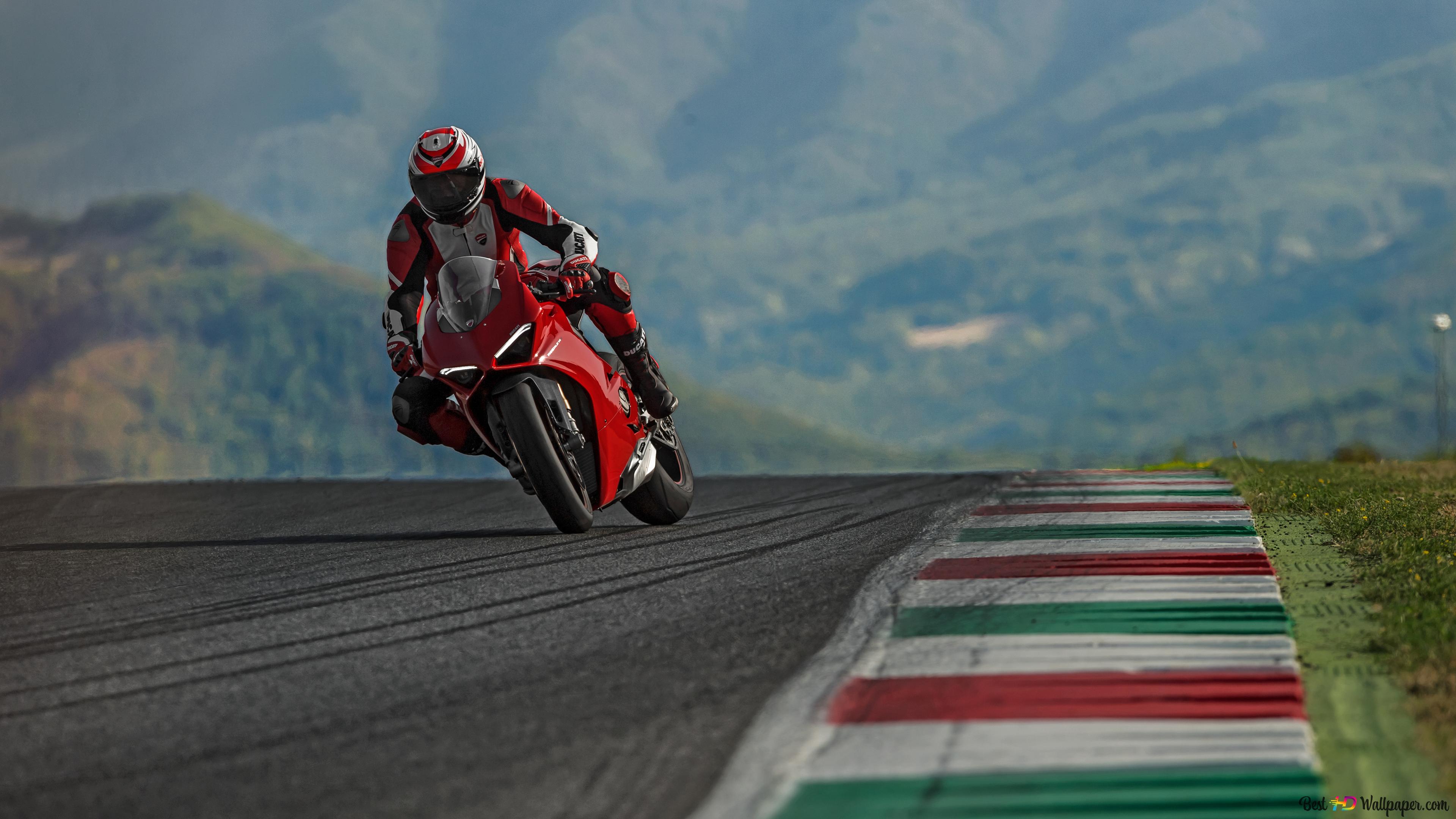 Ducati Panigale V4 Red in Runway 4K wallpaper download