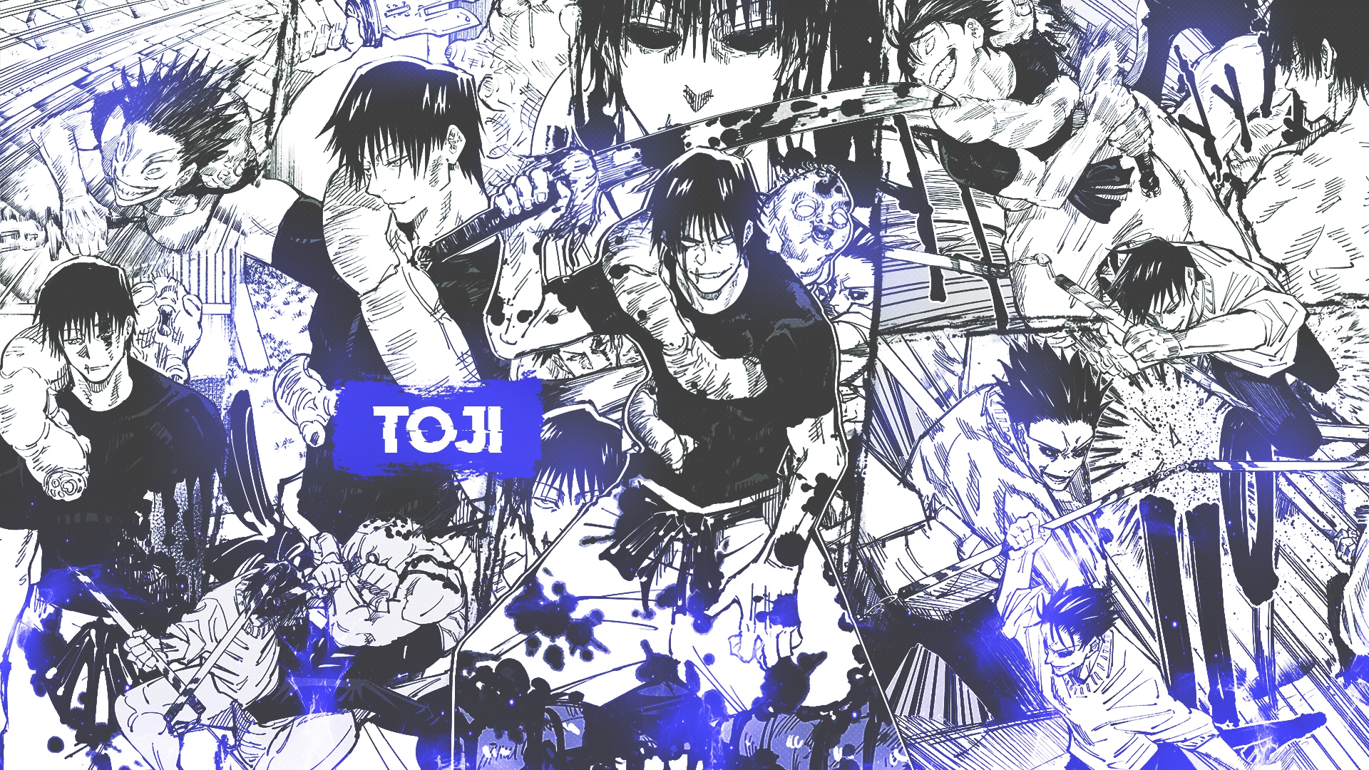 Wallpaper, collage, manga, Fushiguro Toji, Jujutsu Kaisen, anime boys, DinocoZero 1920x1080