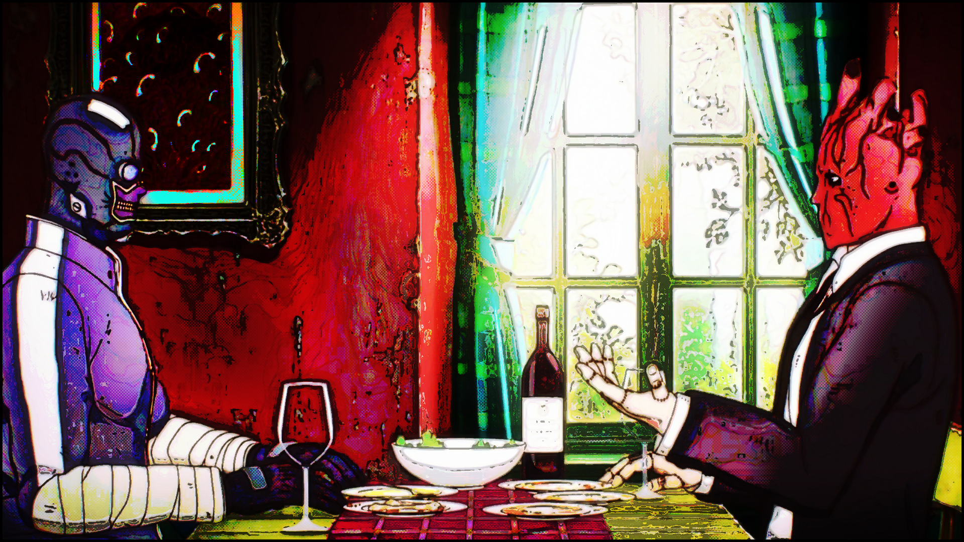 manga, trippy, bright, Noi (Dorohedoro), Shin (Dorohedoro), anime, Dorohedoro, psychedelic Gallery HD Wallpaper