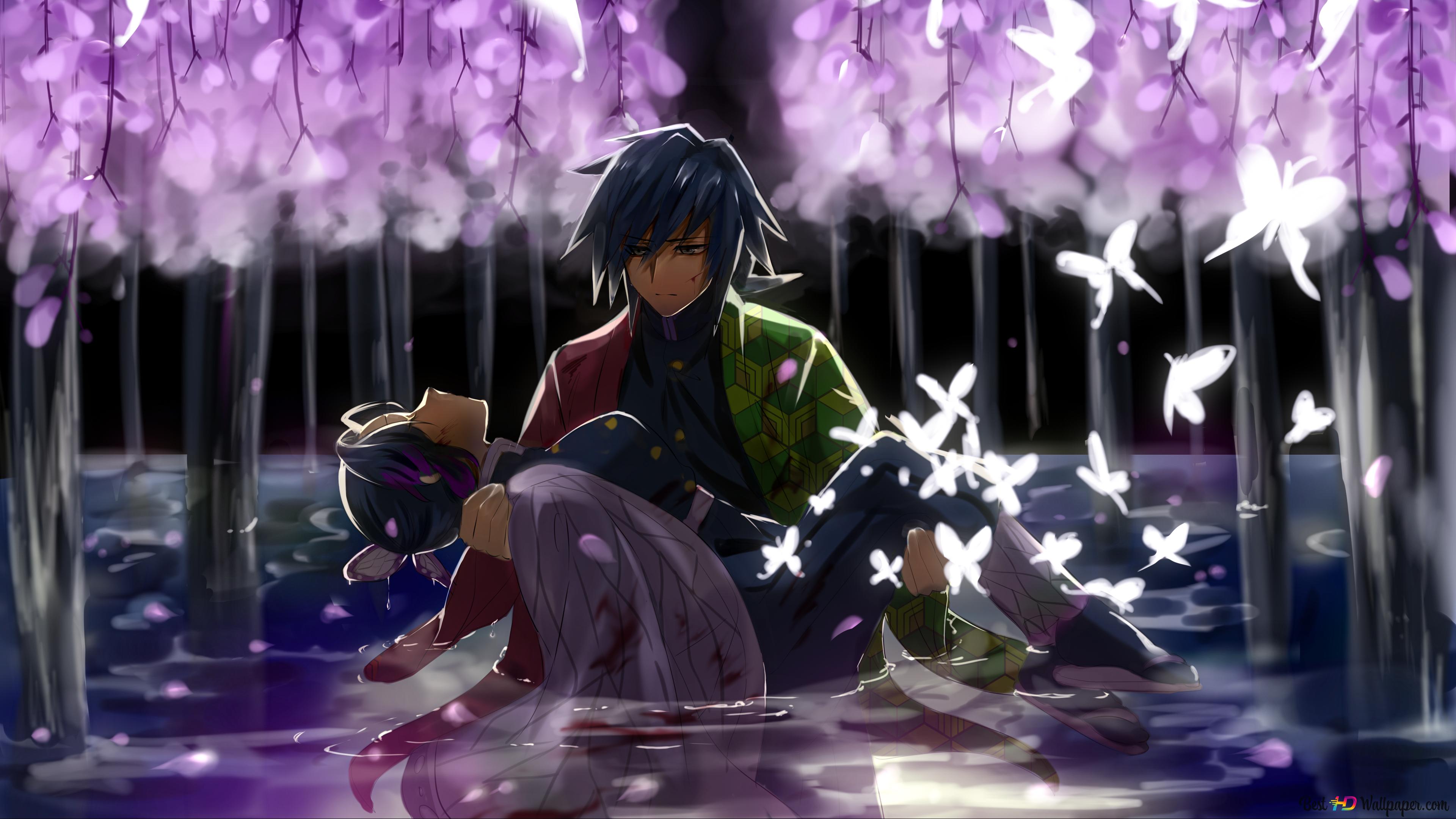 Demon slayer: kimetsu no yaiba giyuu tomioka shinobu kochou 4K wallpaper download
