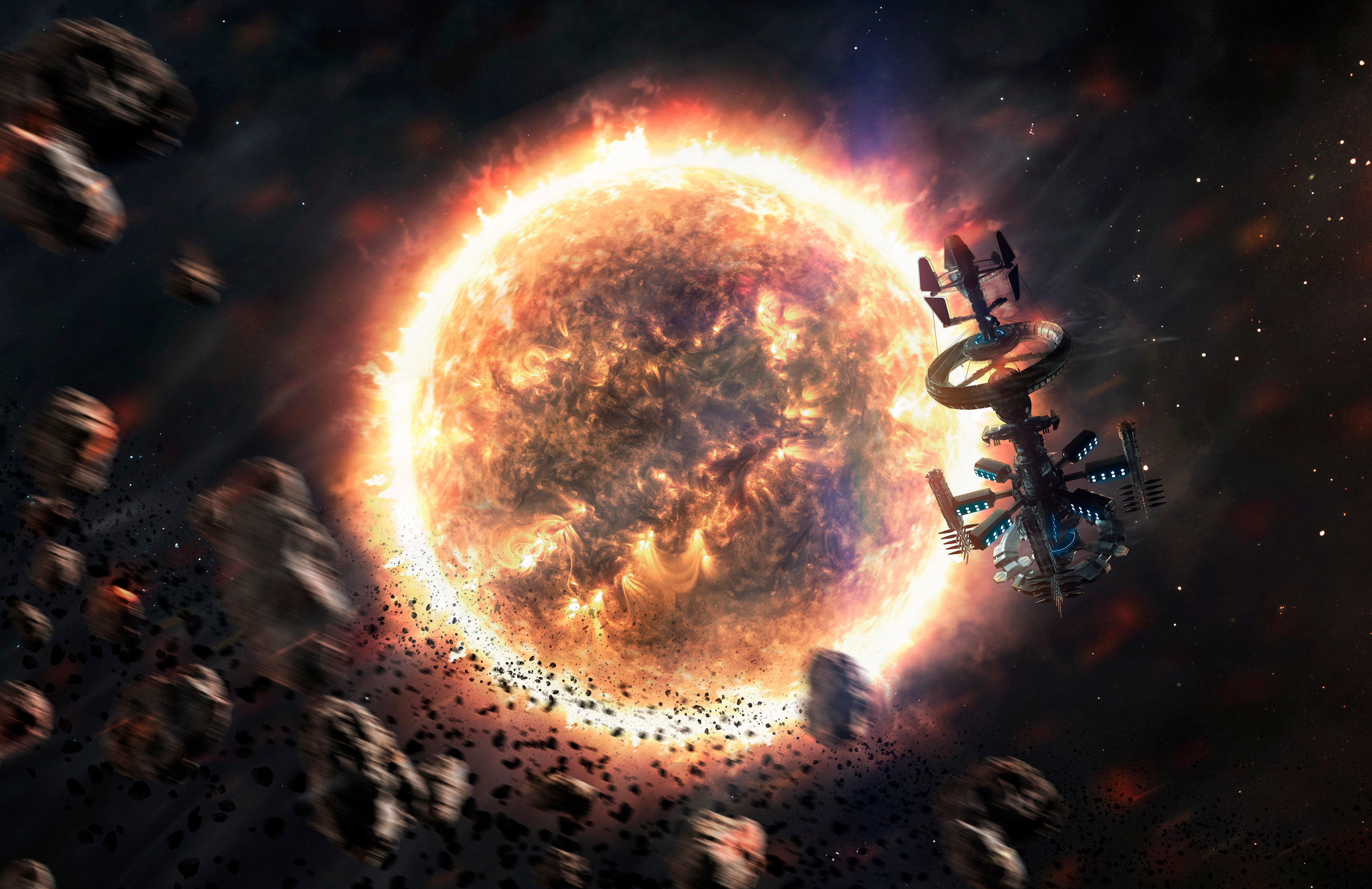 4K Sci Fi Space Station Wallpaper and Background Image