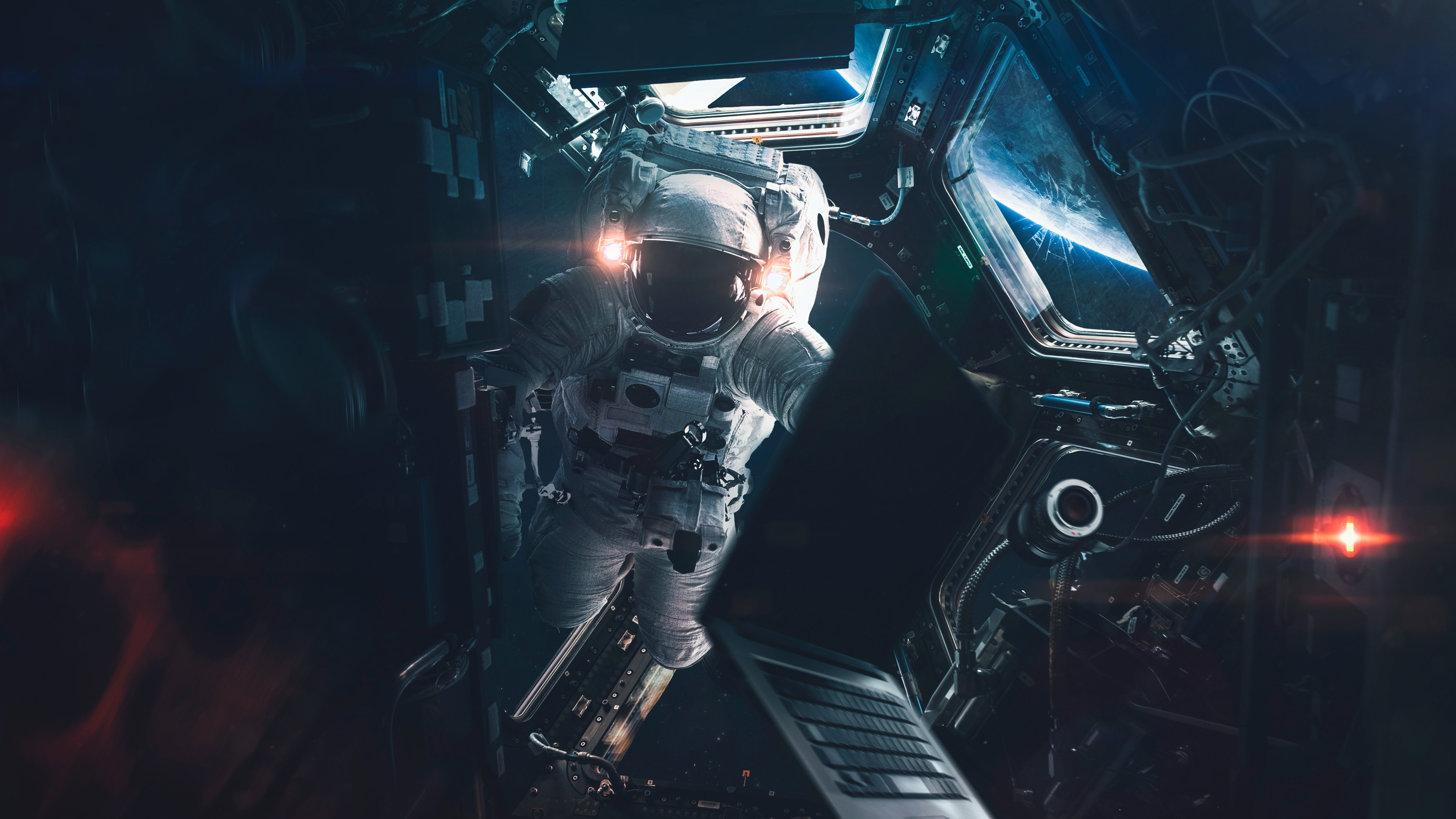 Astronaut Wallpaper 4K, Space station