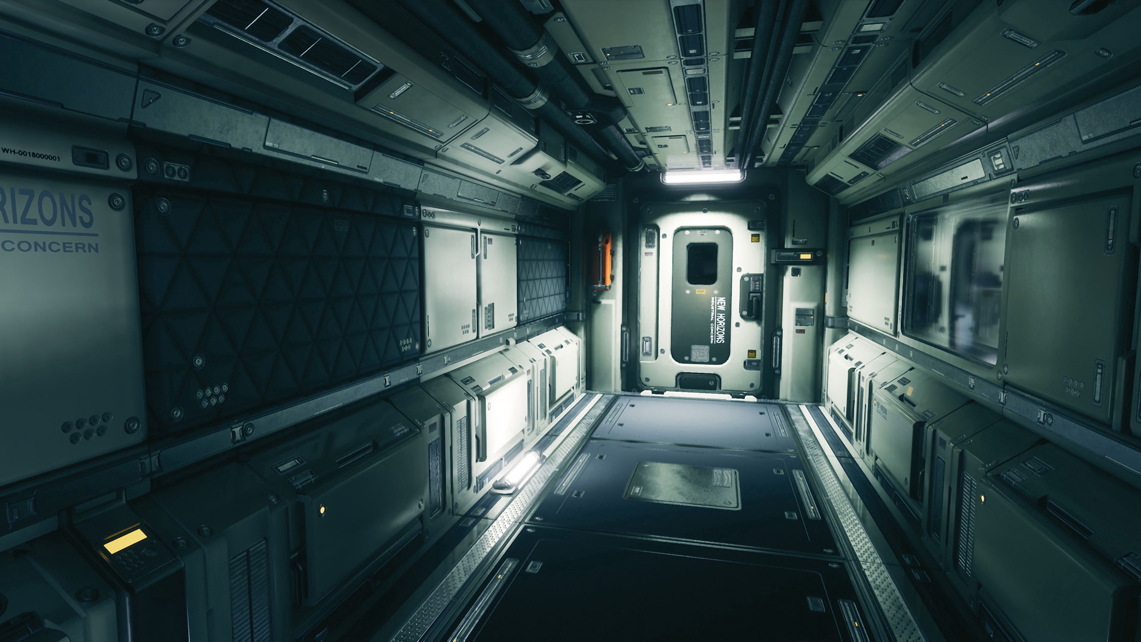 Wallpaper / corridor, door, station, space station, 4k free download